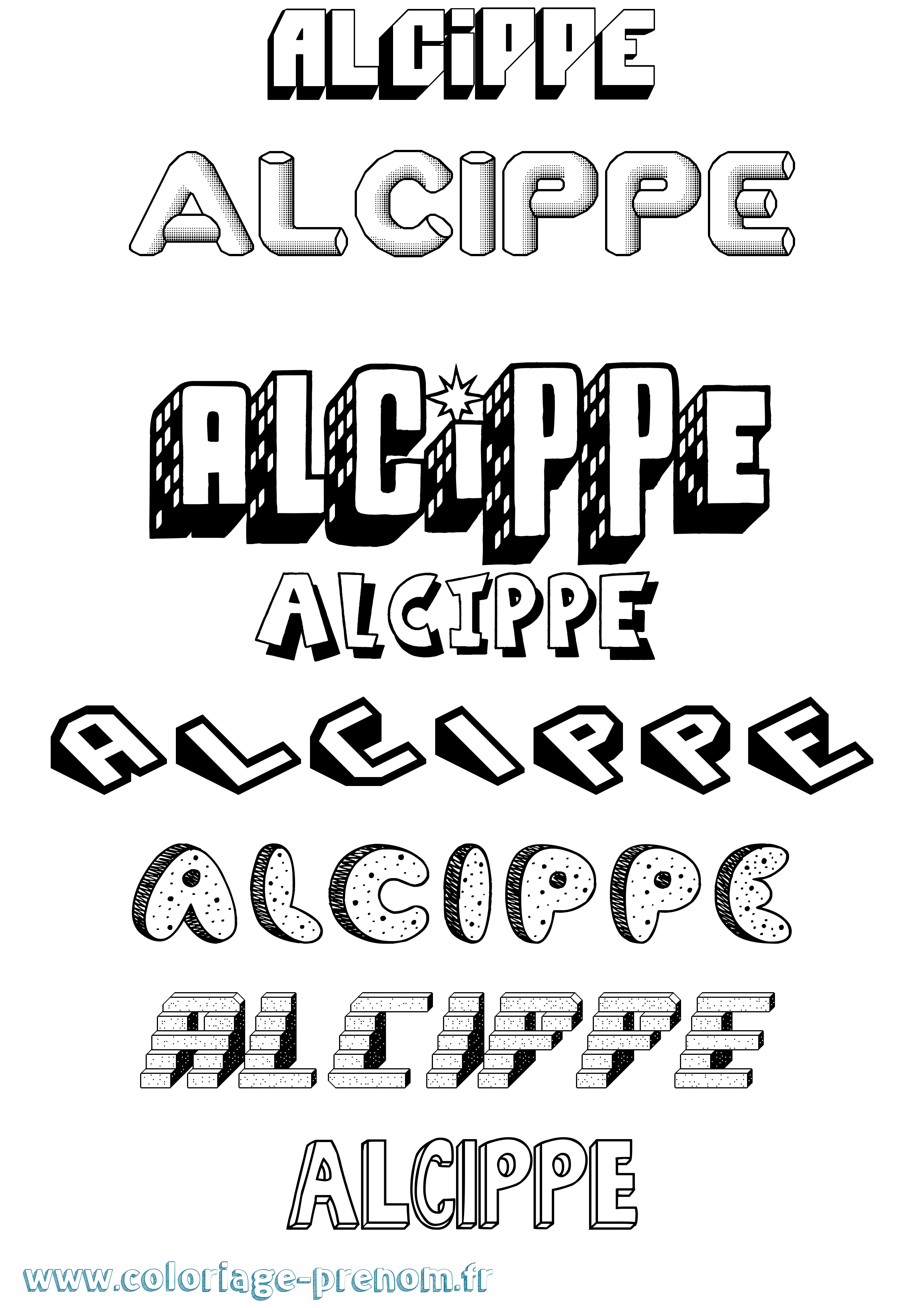 Coloriage Alcippe Effet 3D Coloriage prénom Alcippe Effet 3D