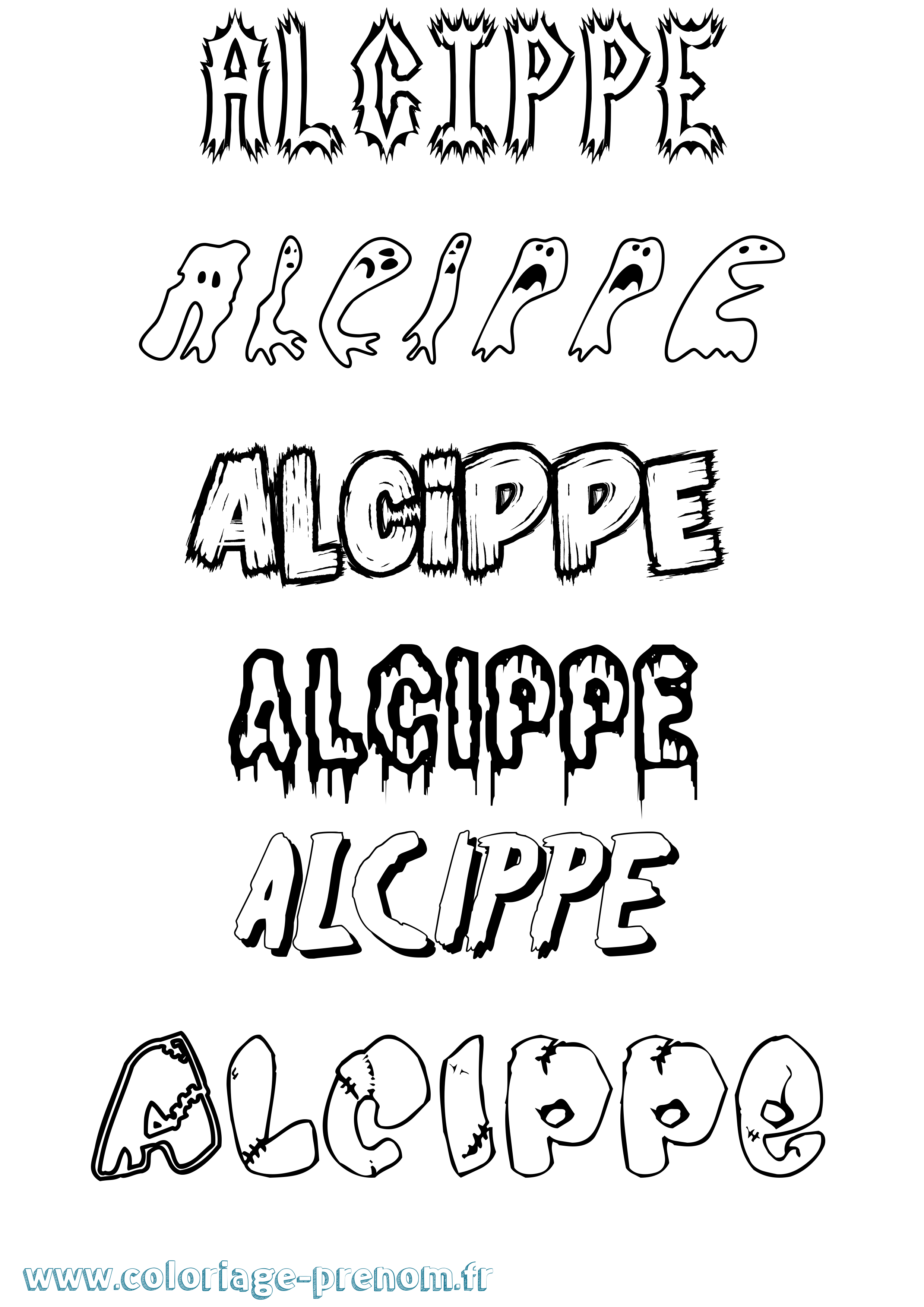 Coloriage Alcippe Frisson Coloriage prénom Alcippe Frisson