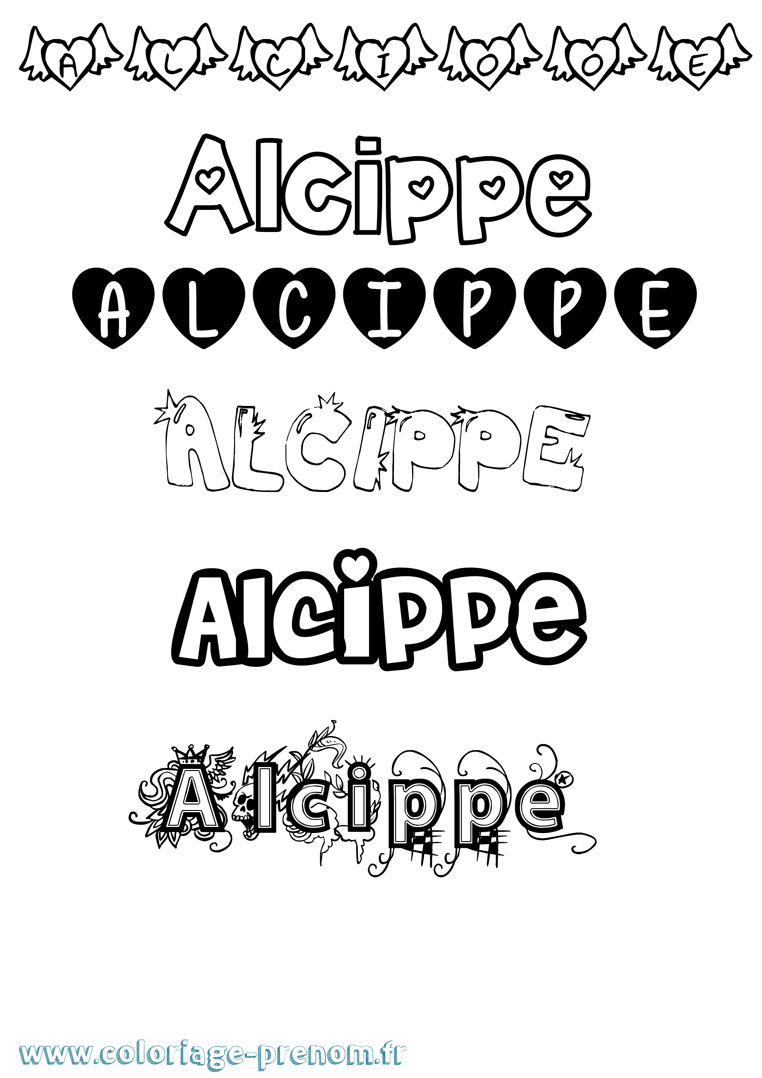 Coloriage Alcippe Girly Coloriage prénom Alcippe Girly
