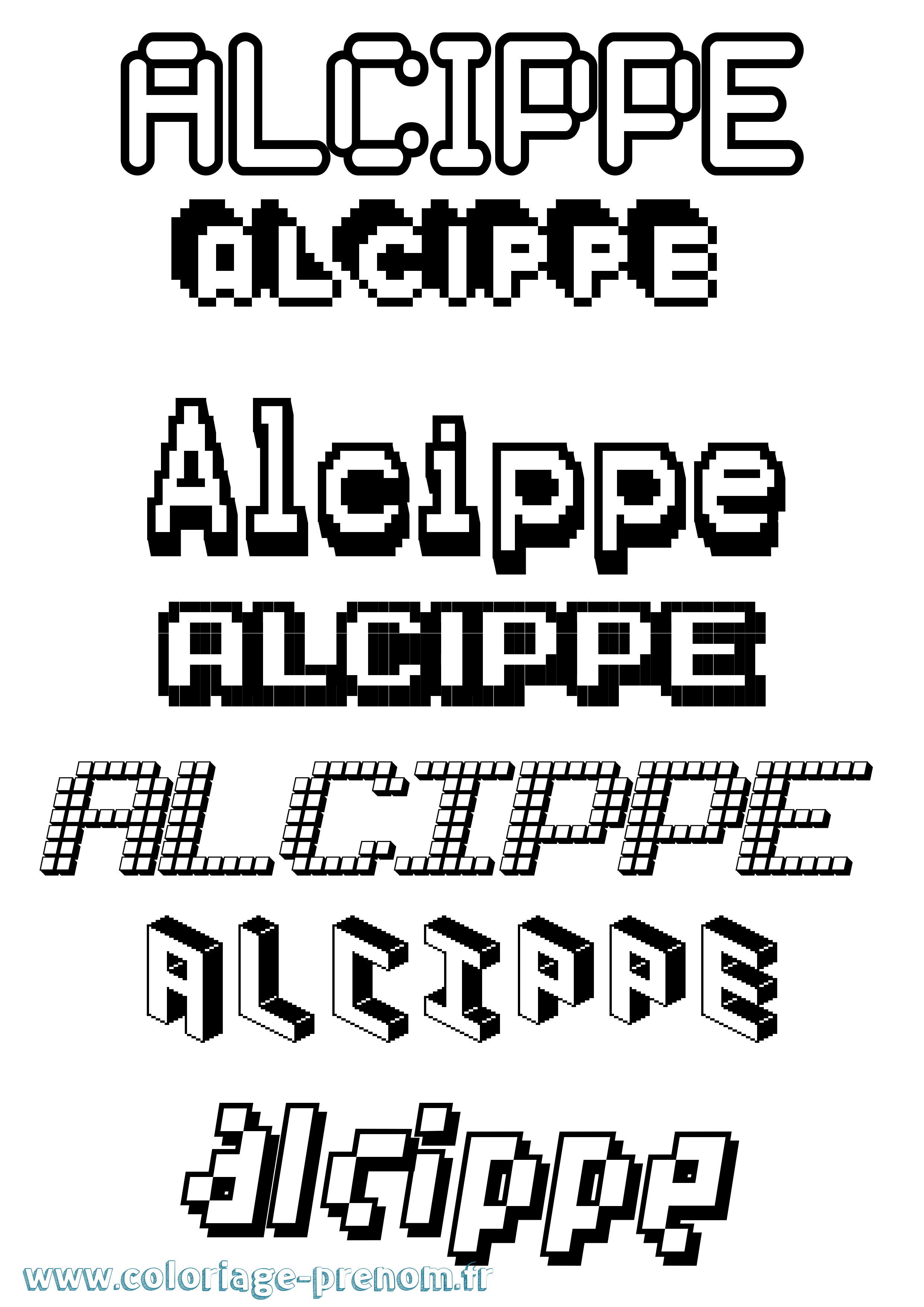 Coloriage prénom Alcippe Pixel