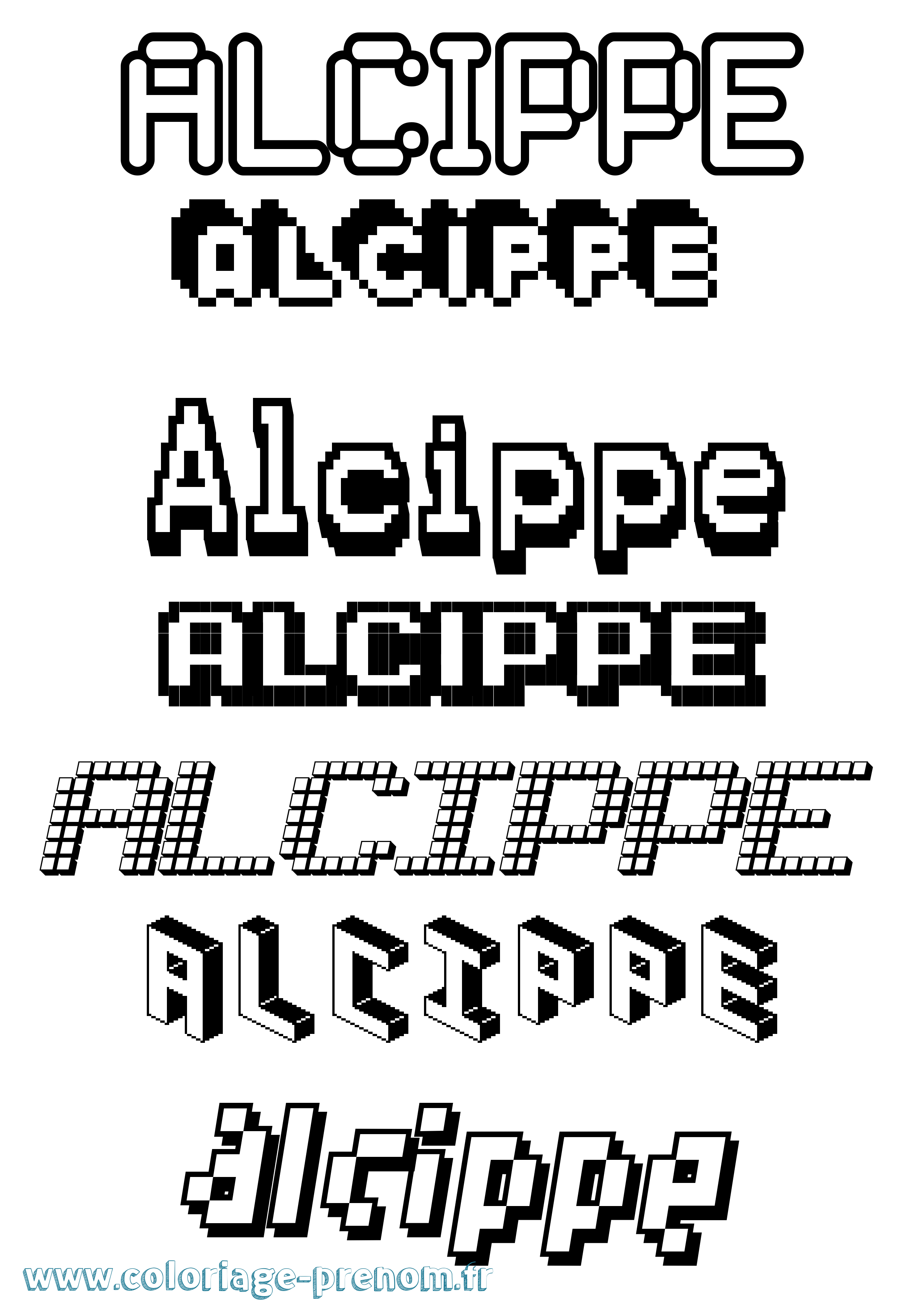 Coloriage Alcippe Pixel Coloriage prénom Alcippe Pixel