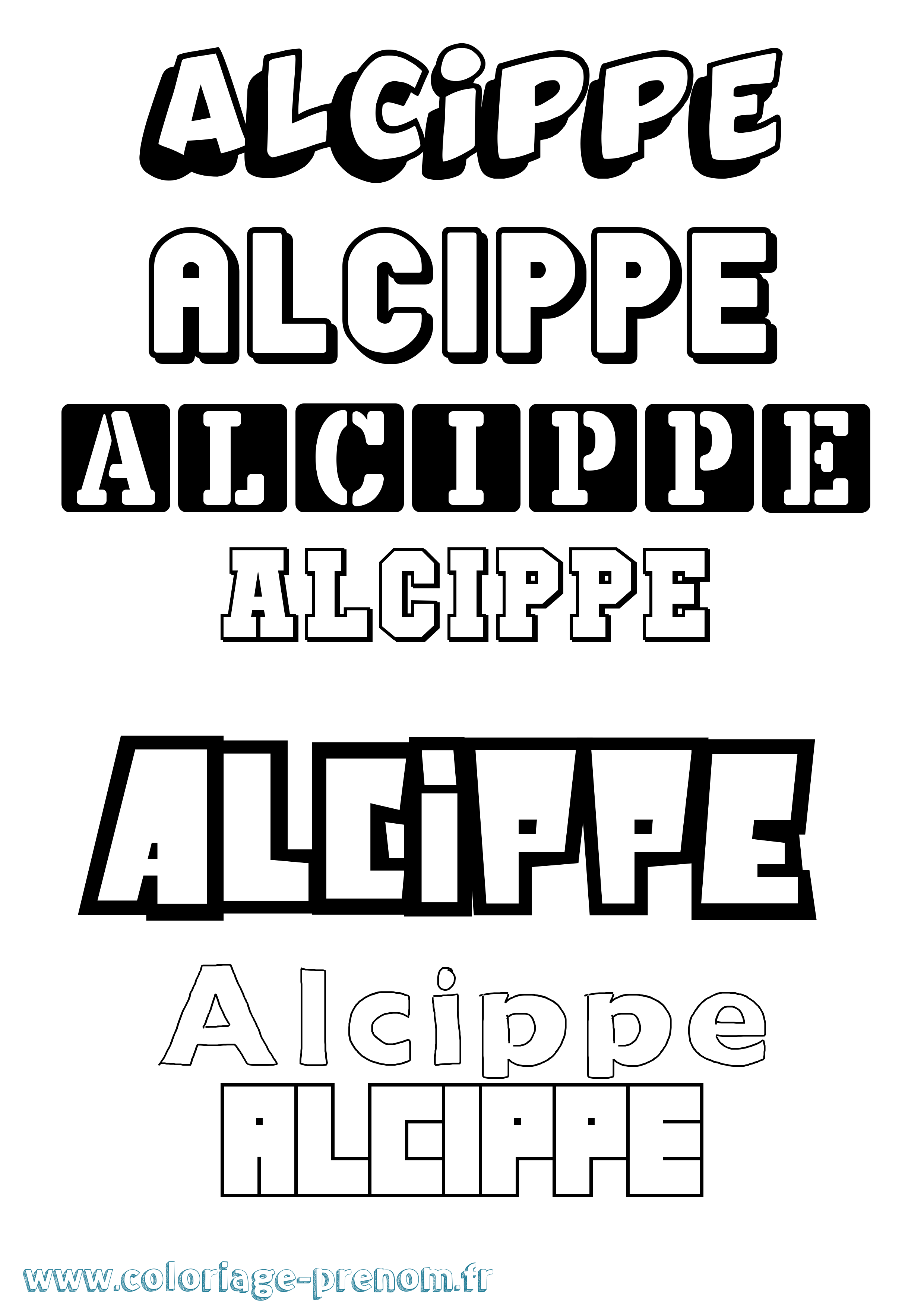 Coloriage prénom Alcippe Simple