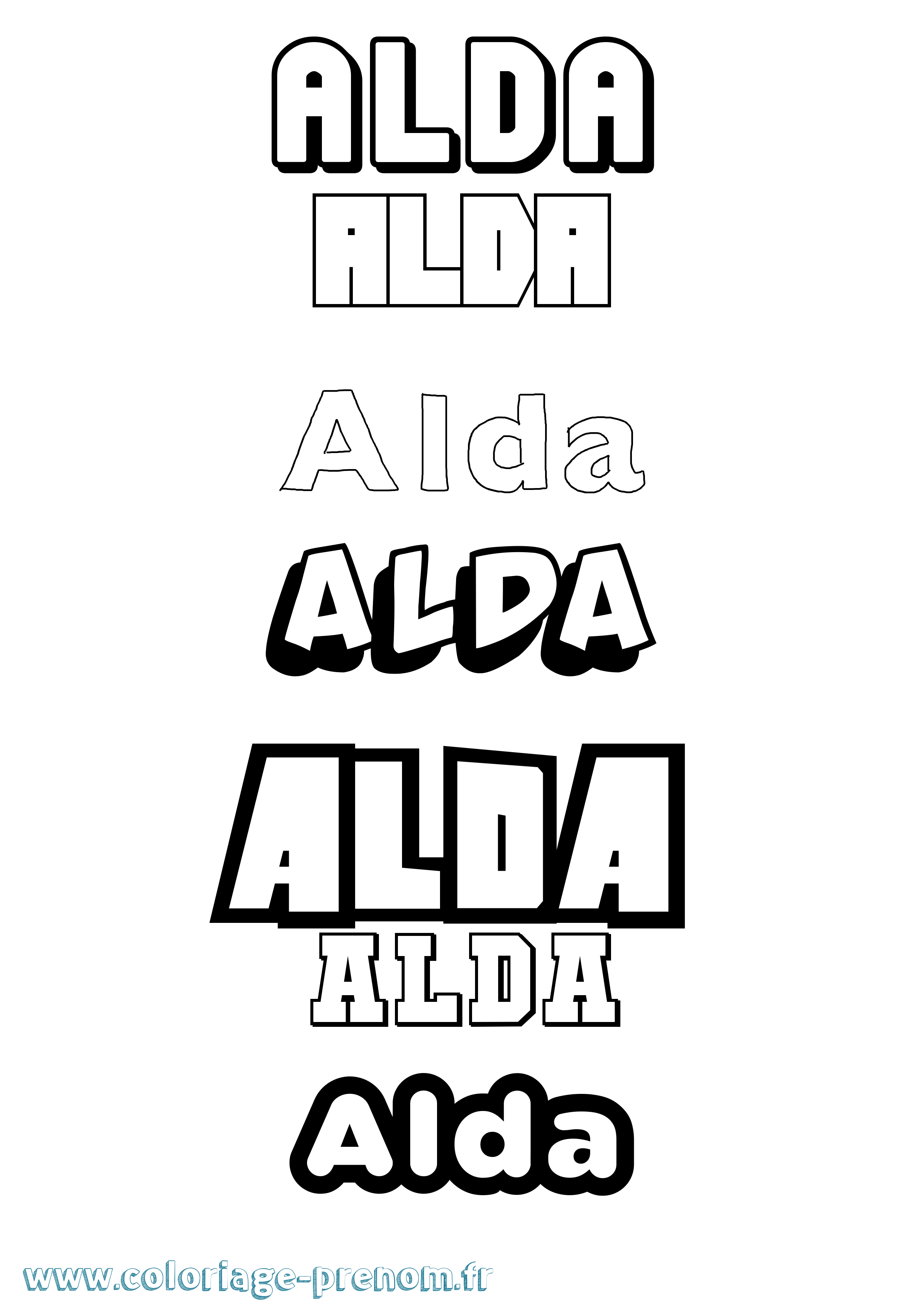 Coloriage prénom Alda Simple