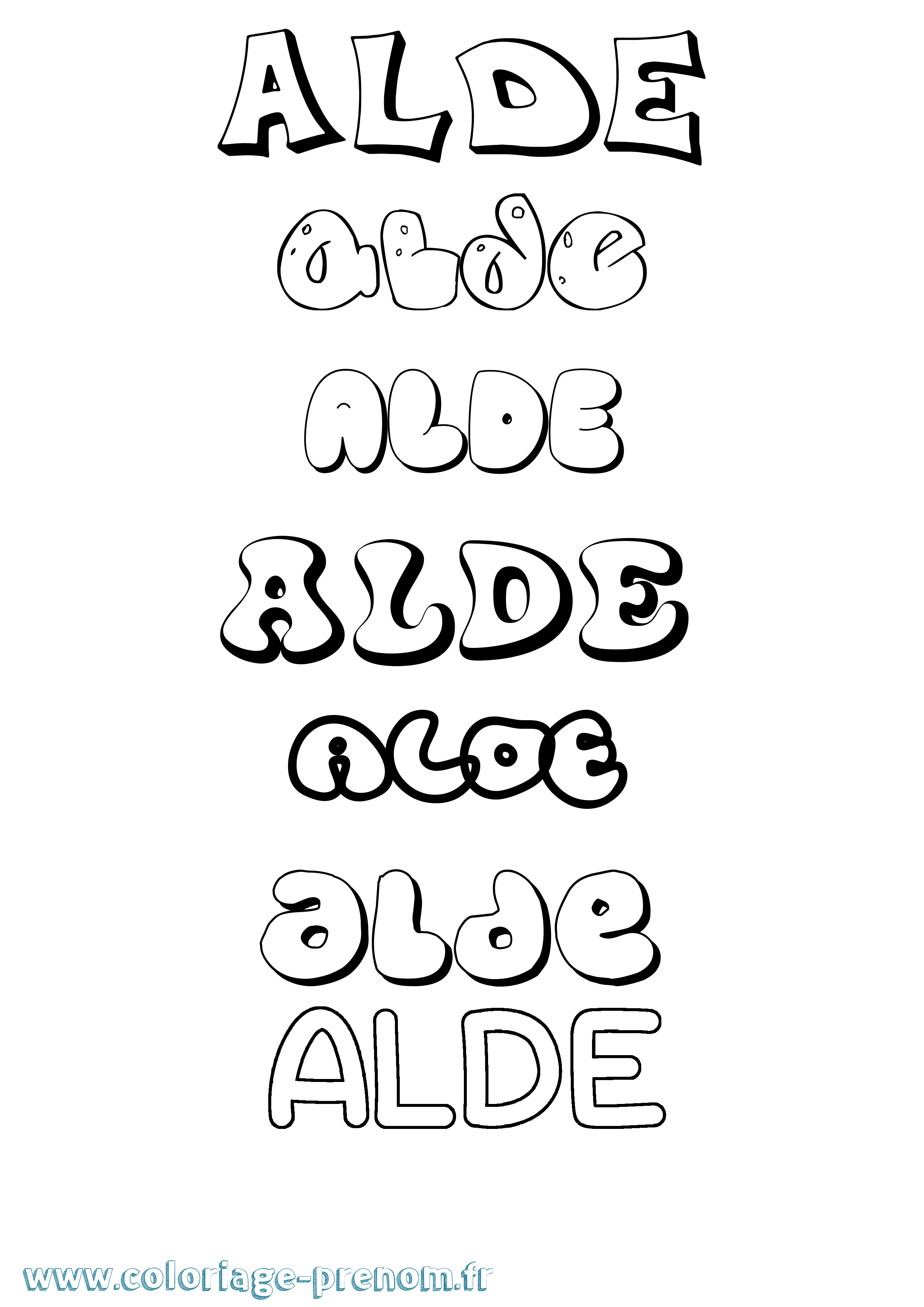 Coloriage Alde Bubble Coloriage prénom Alde Bubble