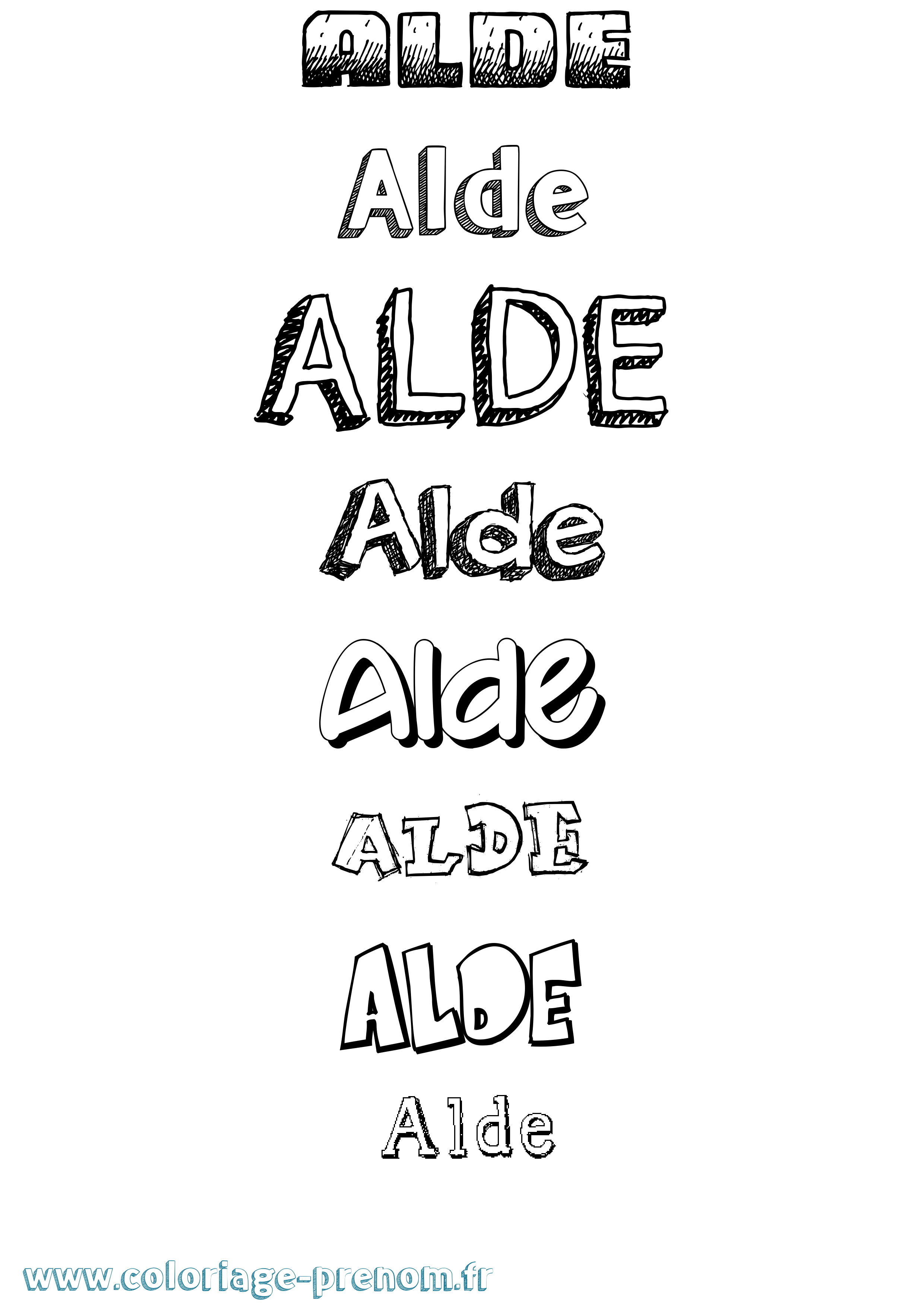 Coloriage Alde Dessiné Coloriage prénom Alde Dessiné