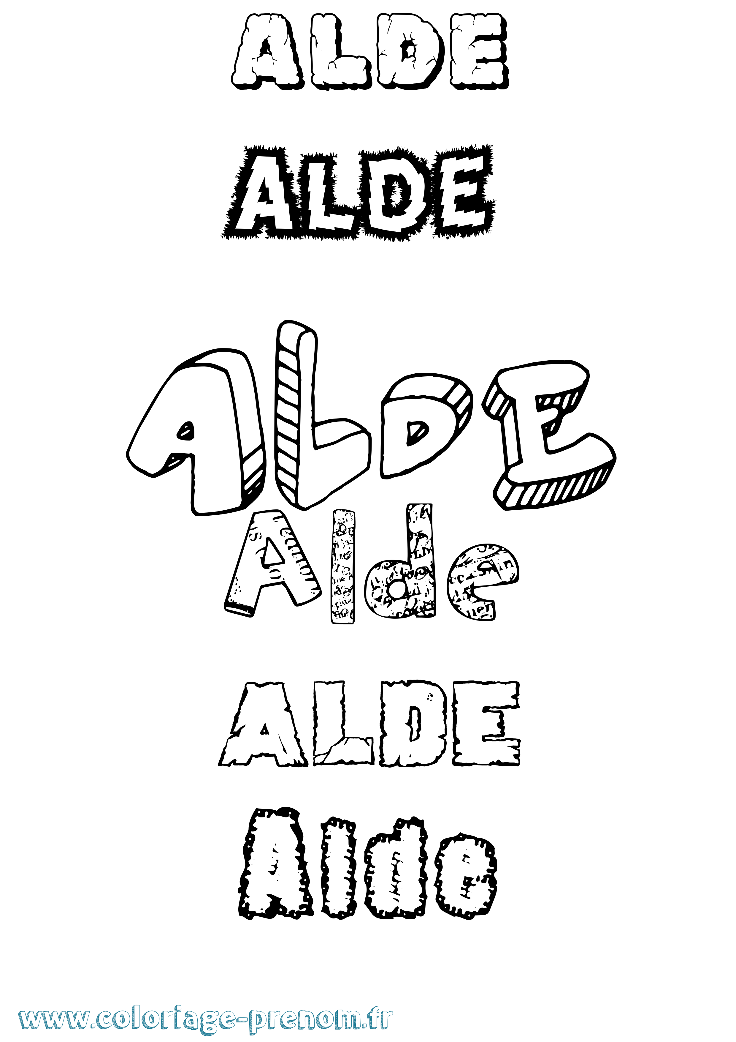 Coloriage Alde Destructuré Coloriage prénom Alde Destructuré