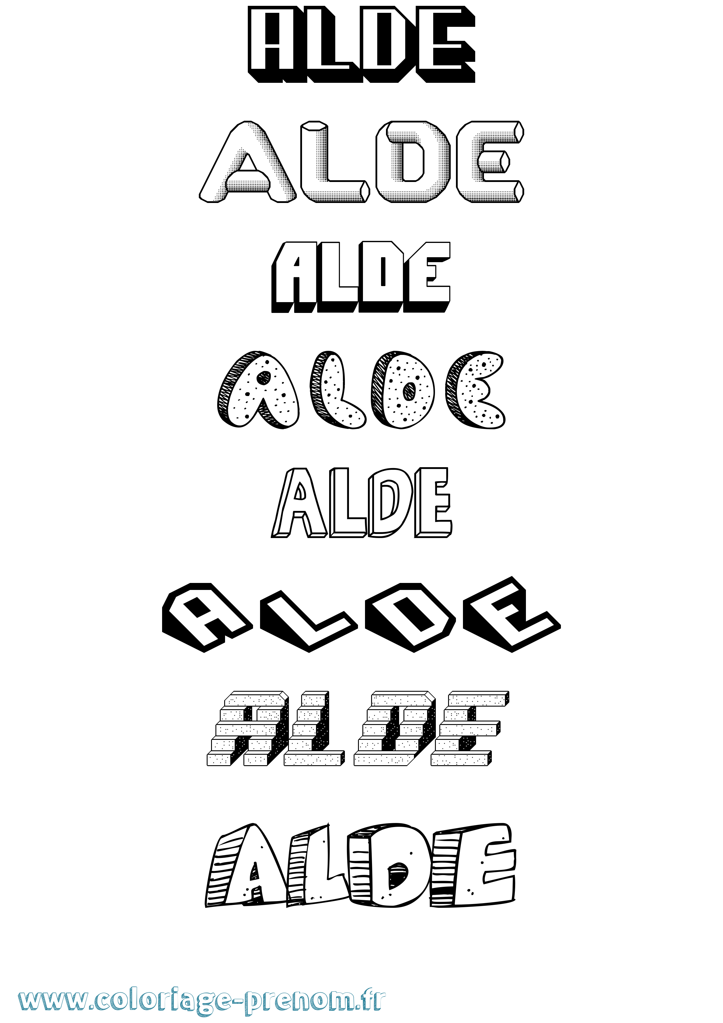 Coloriage Alde Effet 3D Coloriage prénom Alde Effet 3D