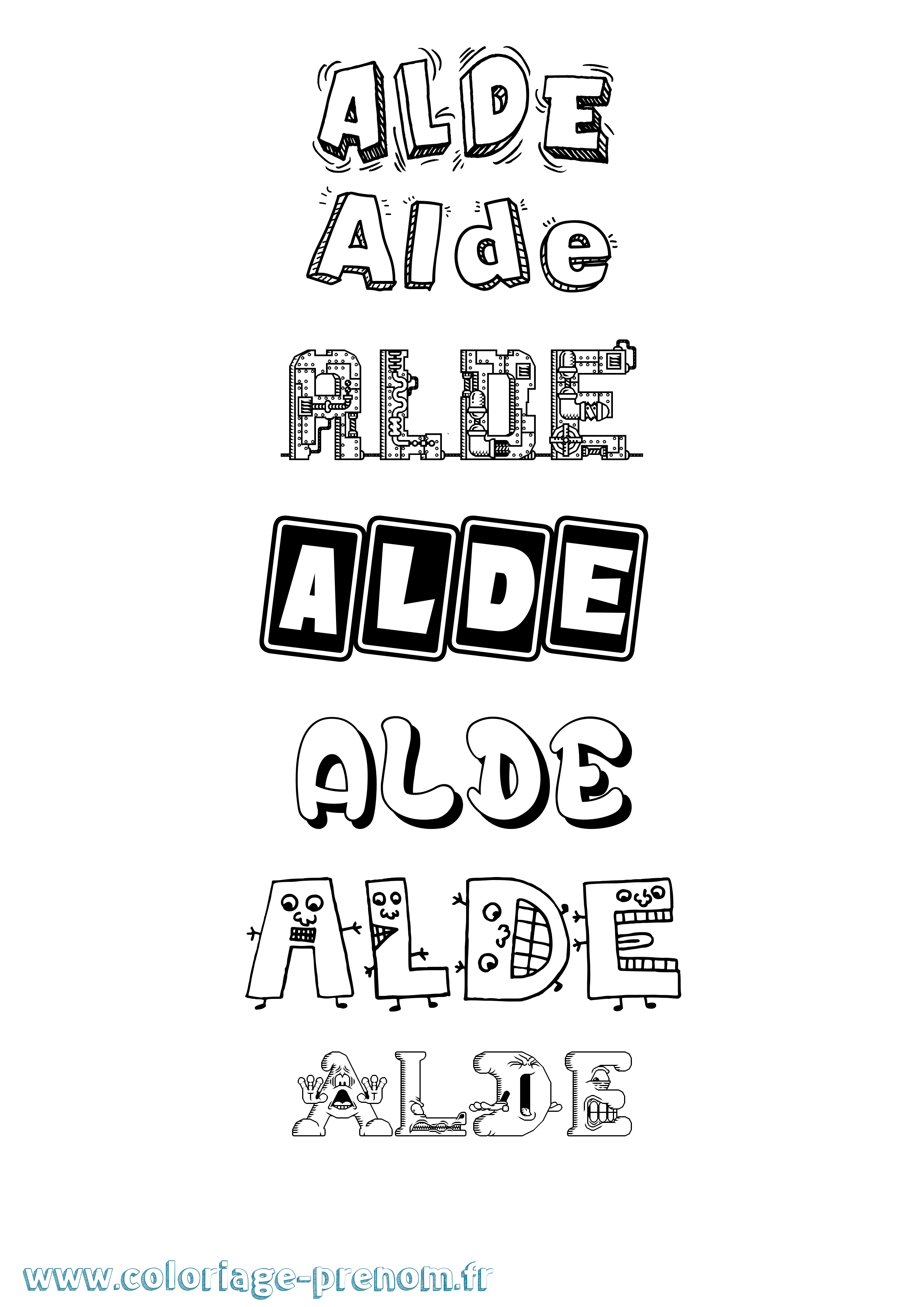 Coloriage Alde Fun Coloriage prénom Alde Fun