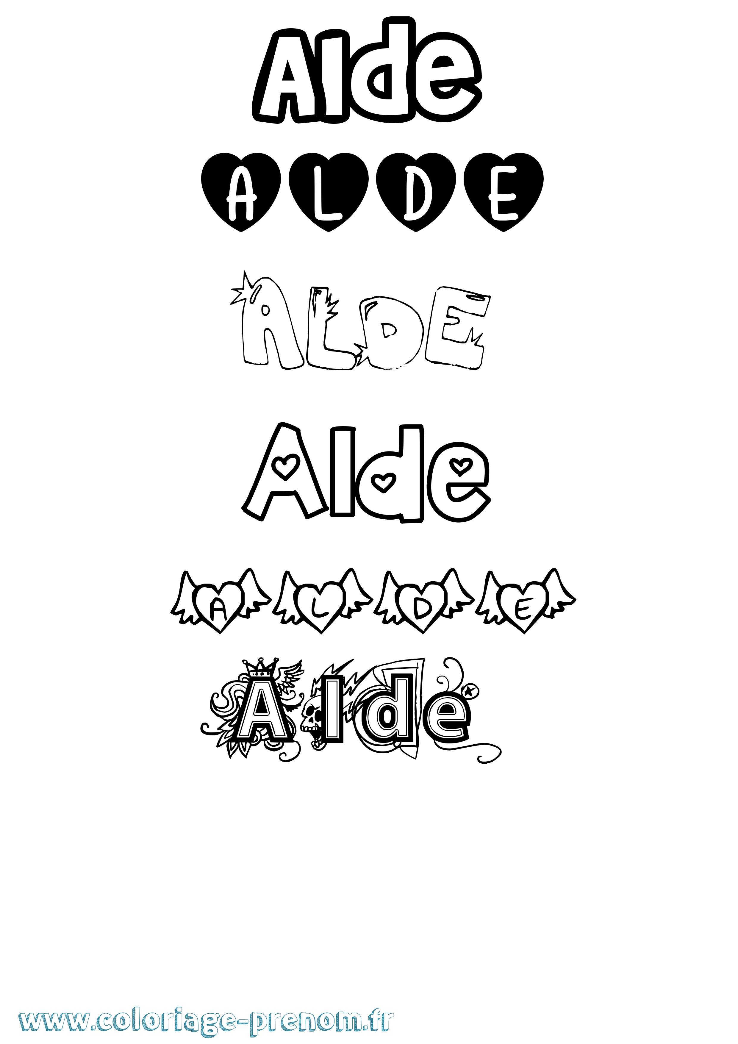 Coloriage Alde Girly Coloriage prénom Alde Girly