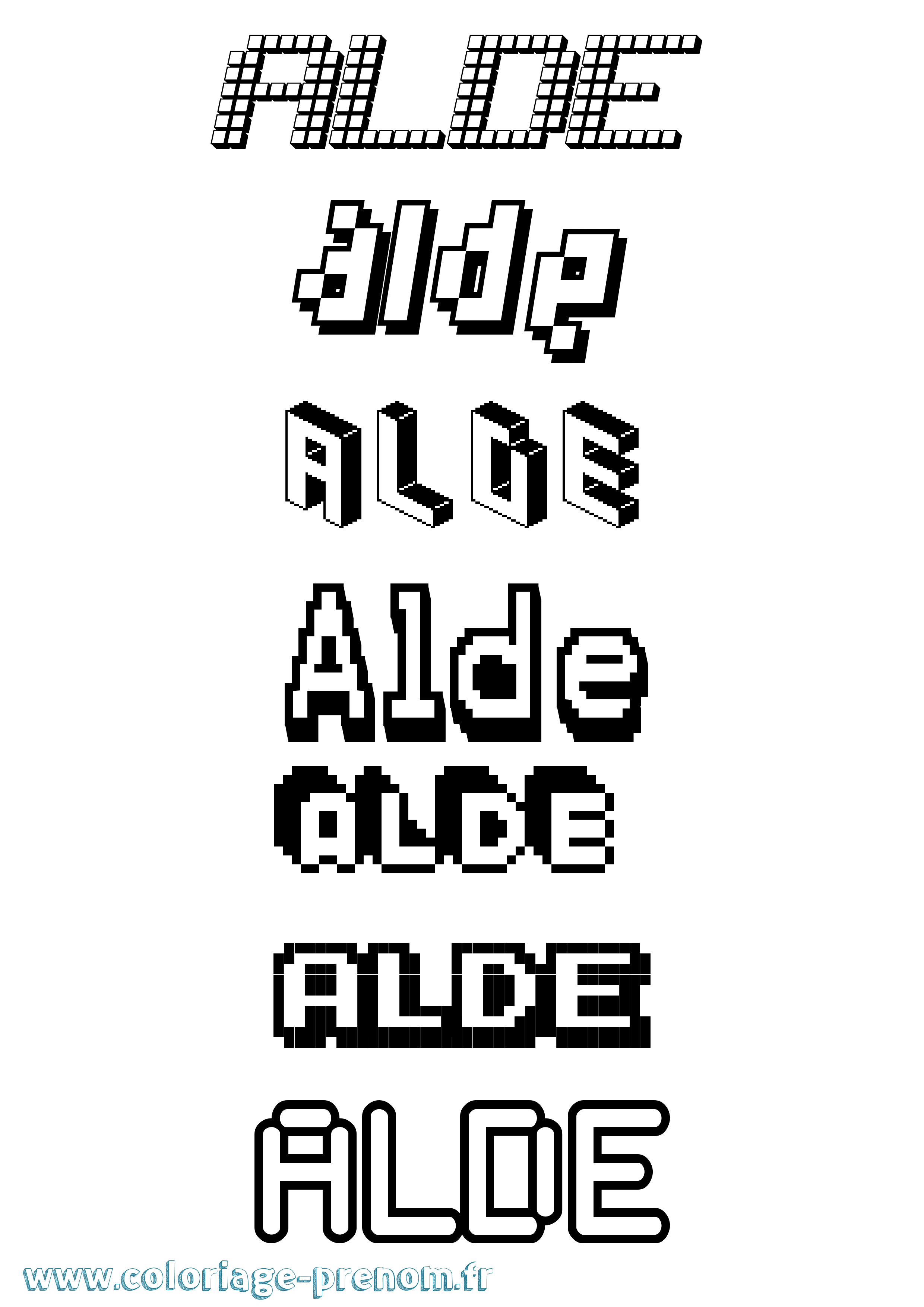 Coloriage Alde Pixel Coloriage prénom Alde Pixel