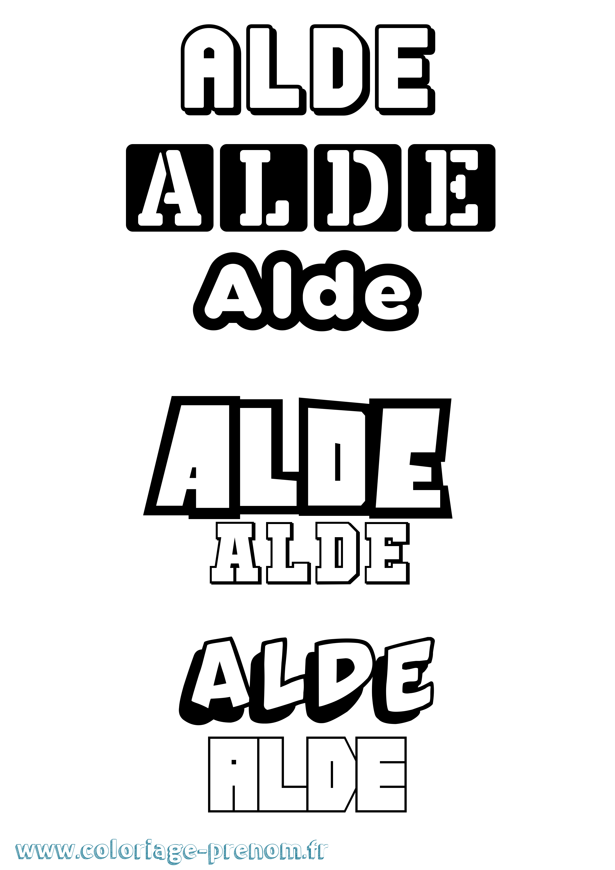 Coloriage Alde Simple Coloriage prénom Alde Simple