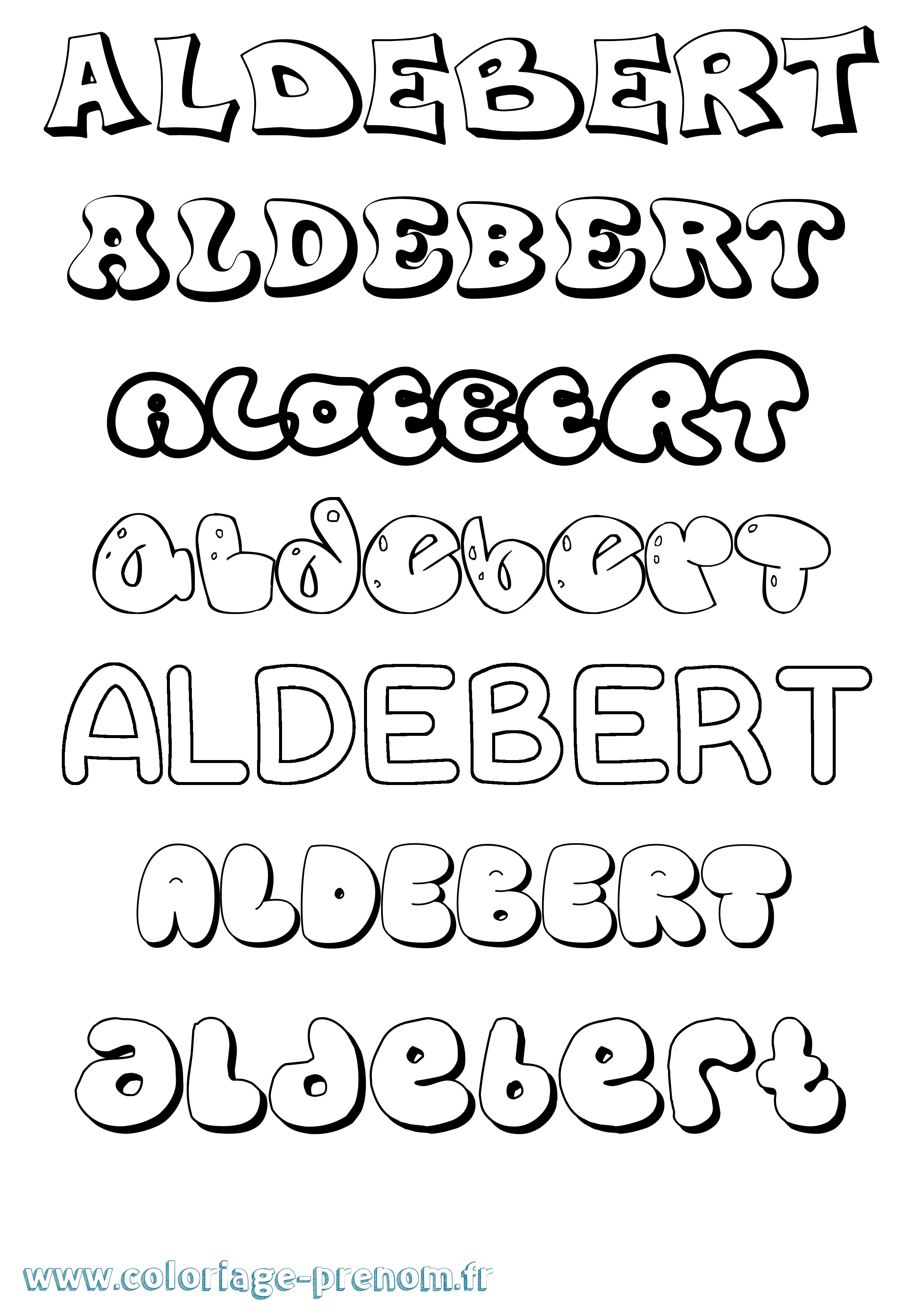 Coloriage prénom Aldebert Bubble