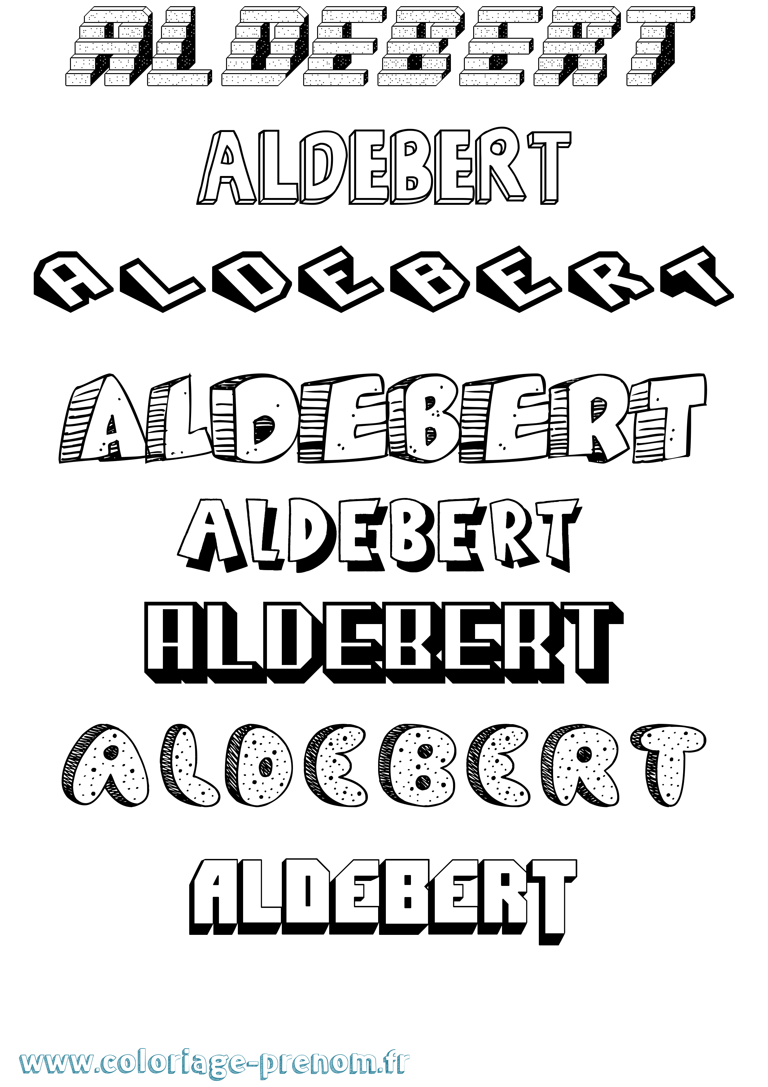 Coloriage prénom Aldebert Effet 3D
