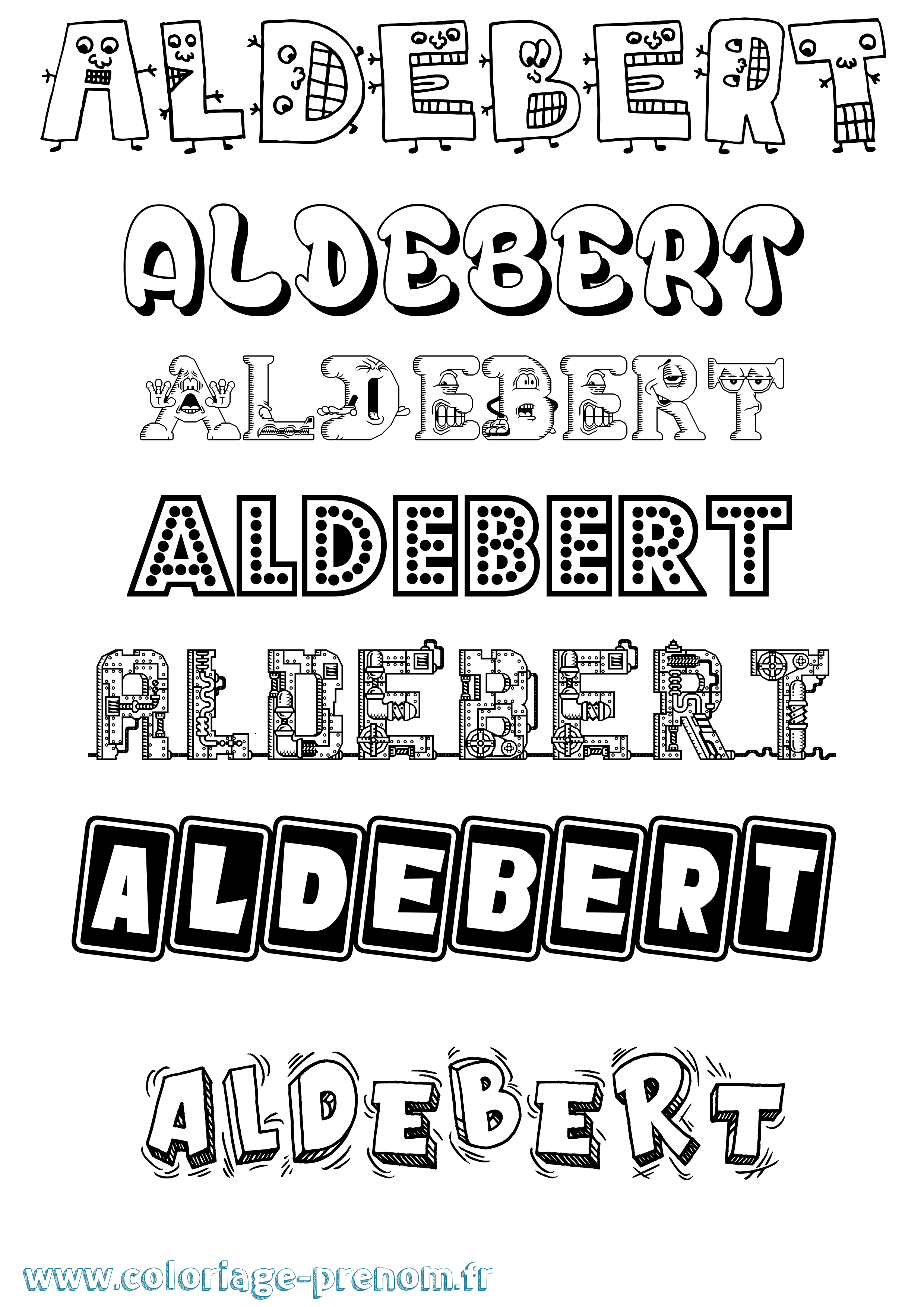 Coloriage prénom Aldebert Fun