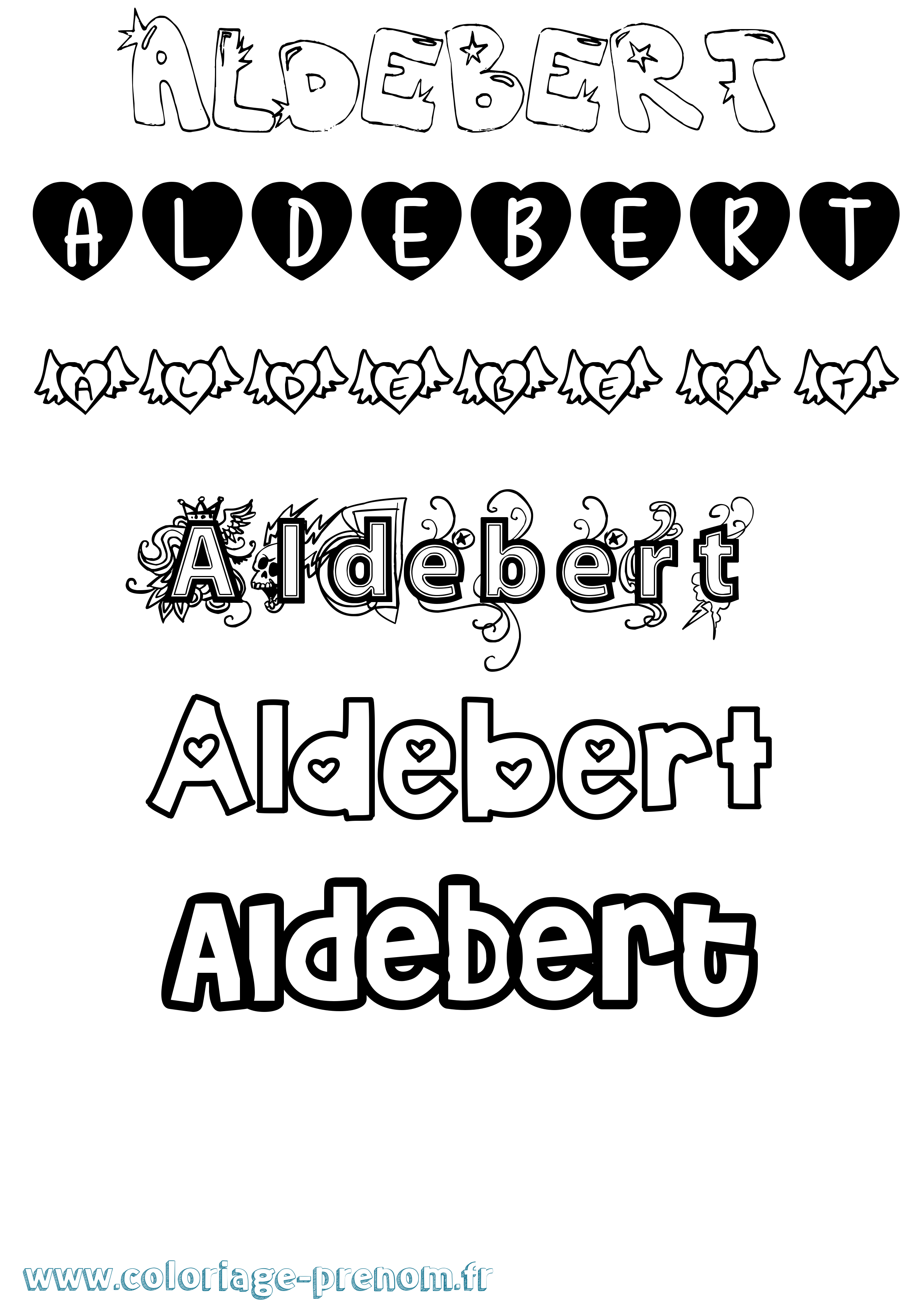 Coloriage prénom Aldebert Girly