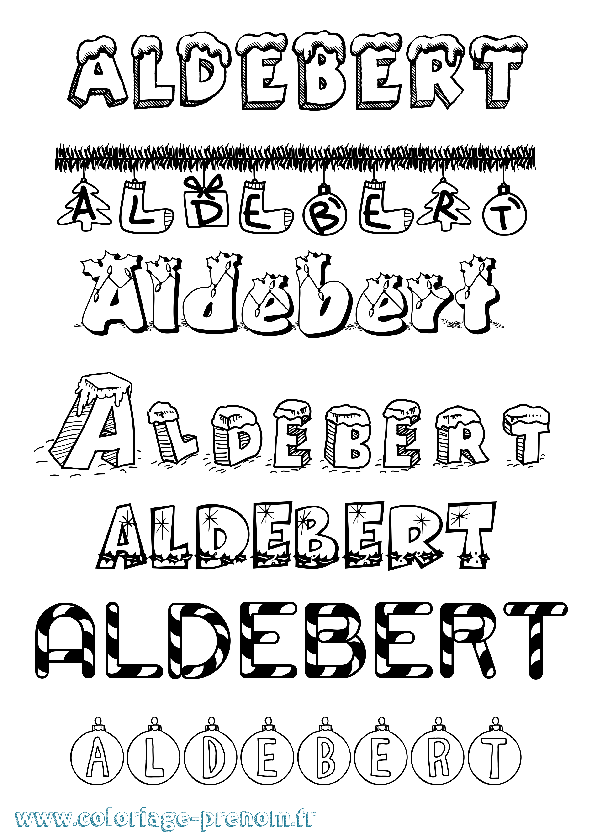Coloriage prénom Aldebert Noël