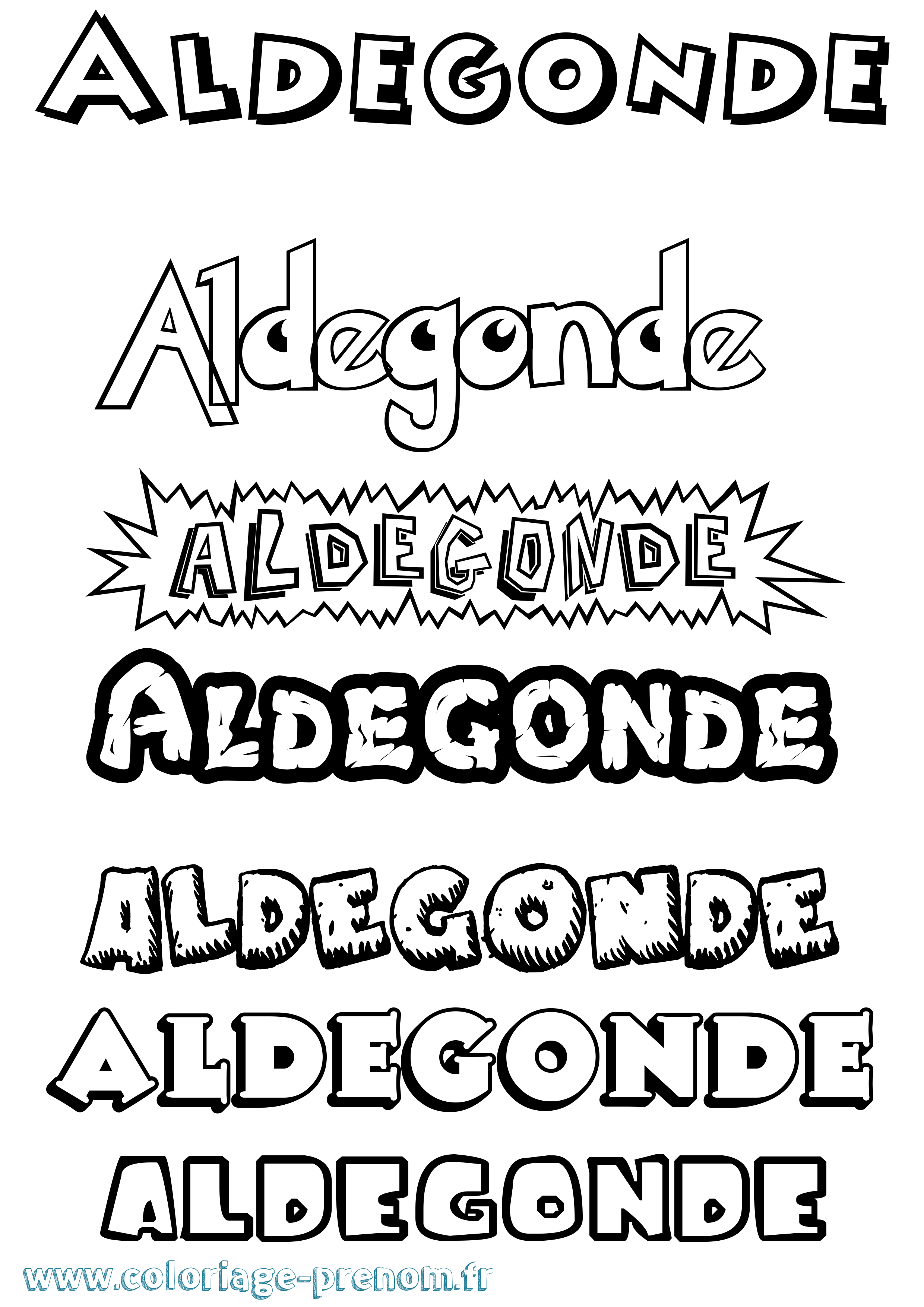 Coloriage prénom Aldegonde Dessin Animé