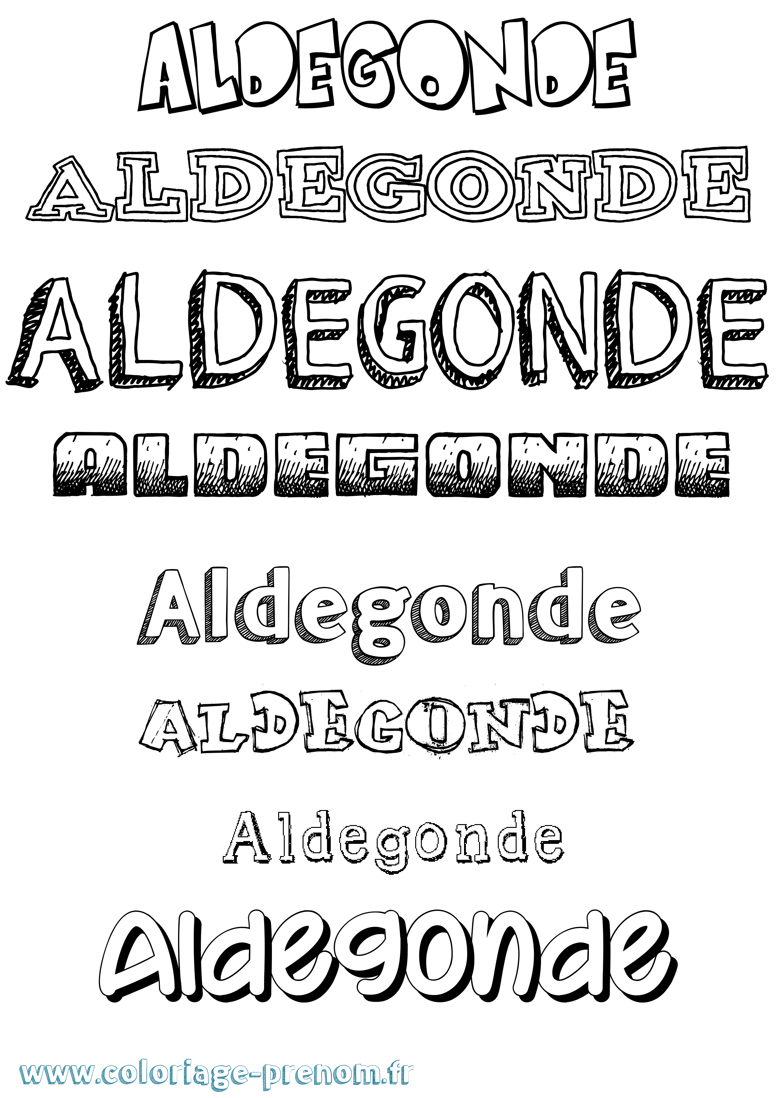 Coloriage prénom Aldegonde Dessiné