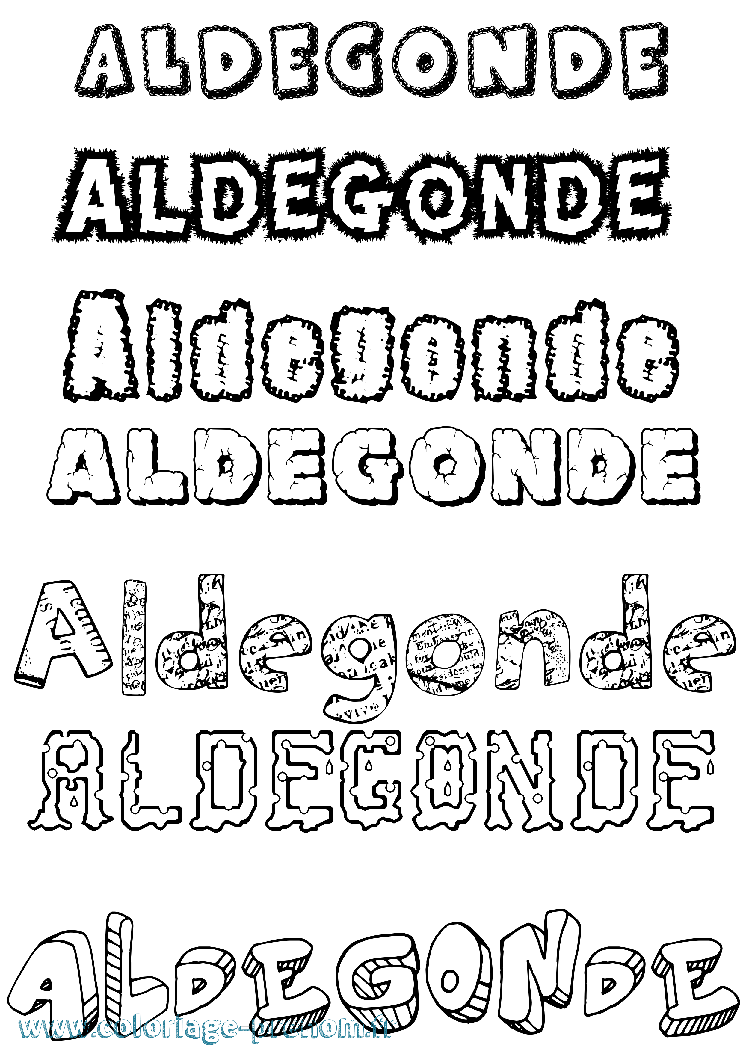 Coloriage prénom Aldegonde Destructuré