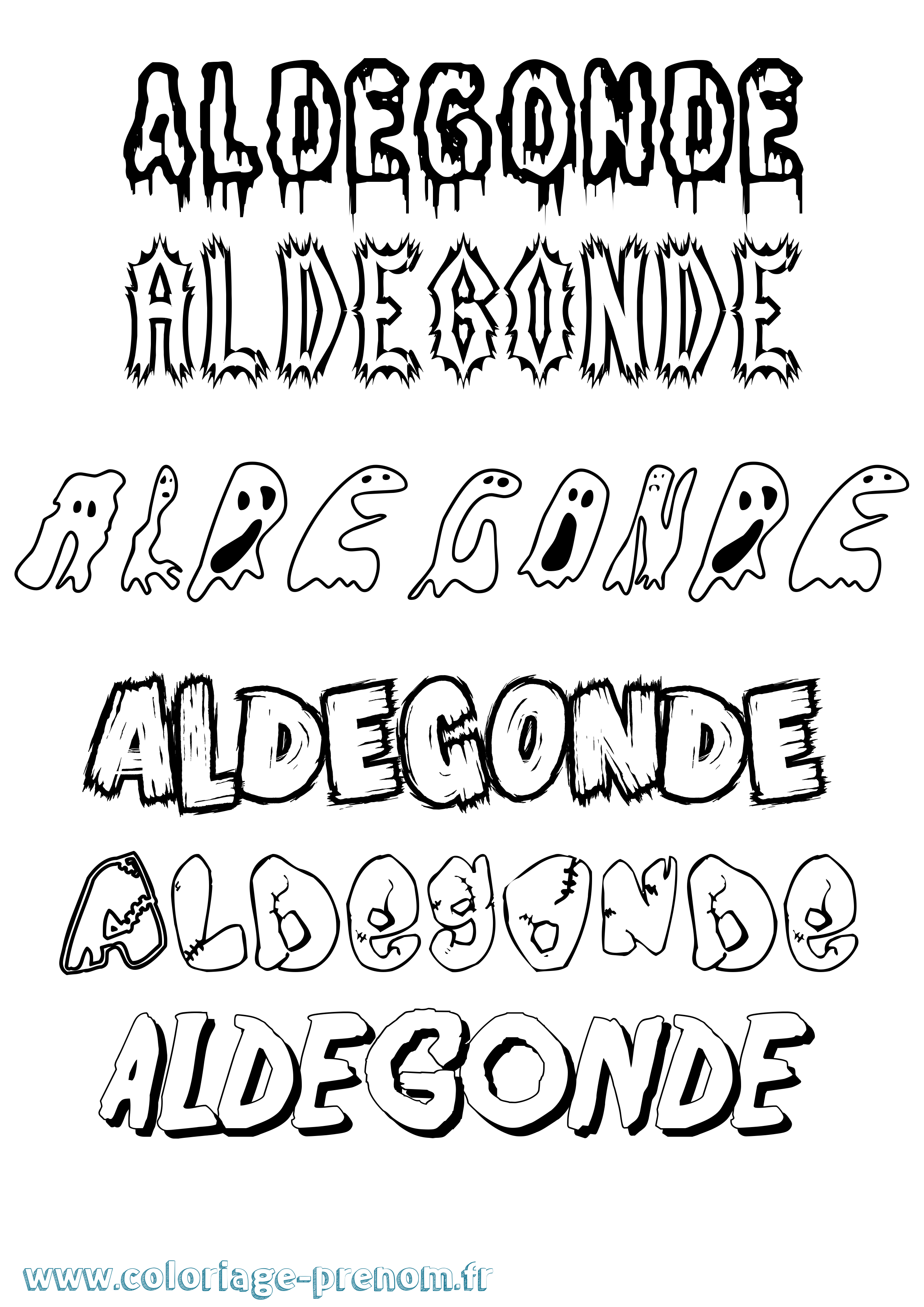 Coloriage prénom Aldegonde Frisson