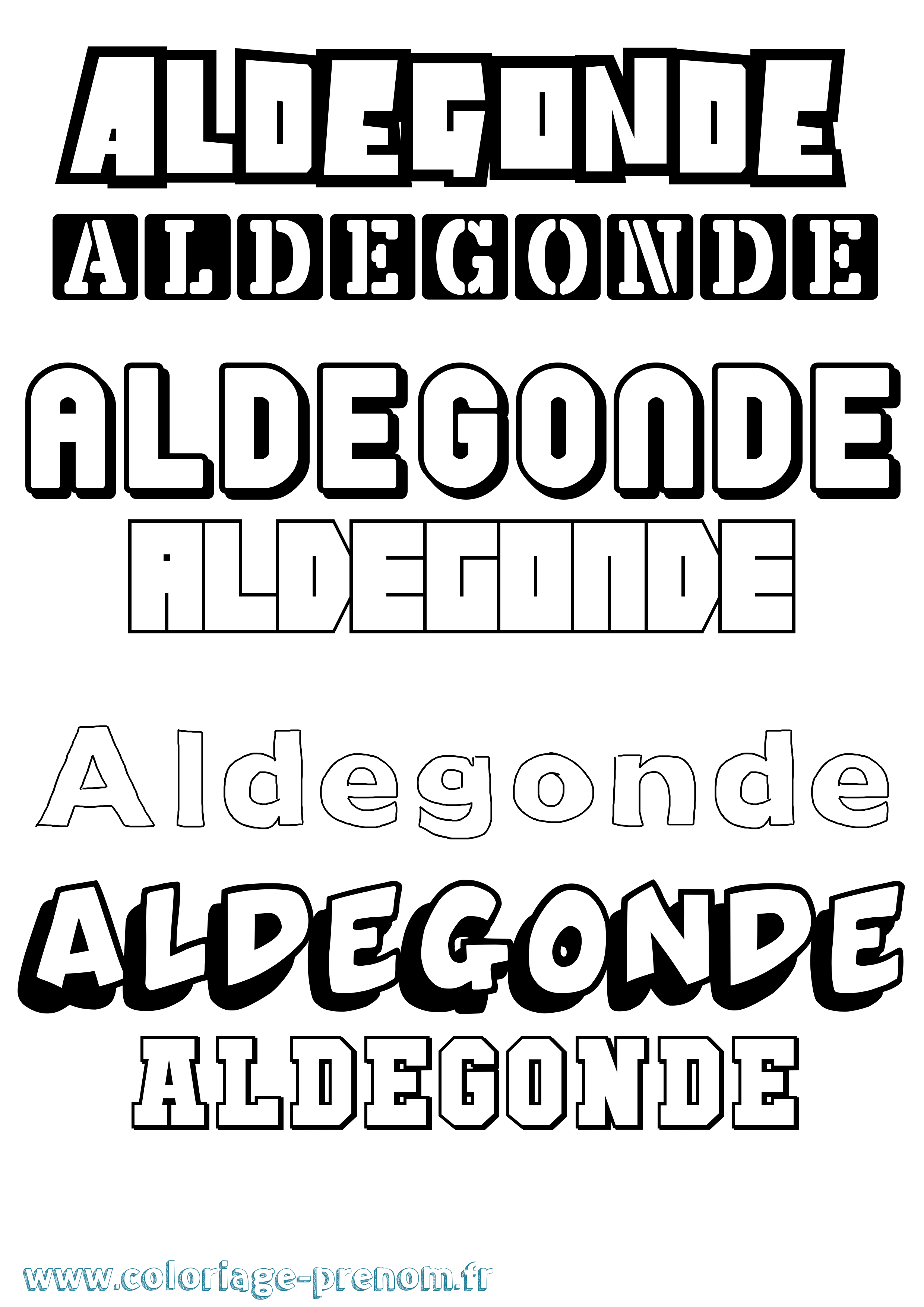 Coloriage prénom Aldegonde Simple