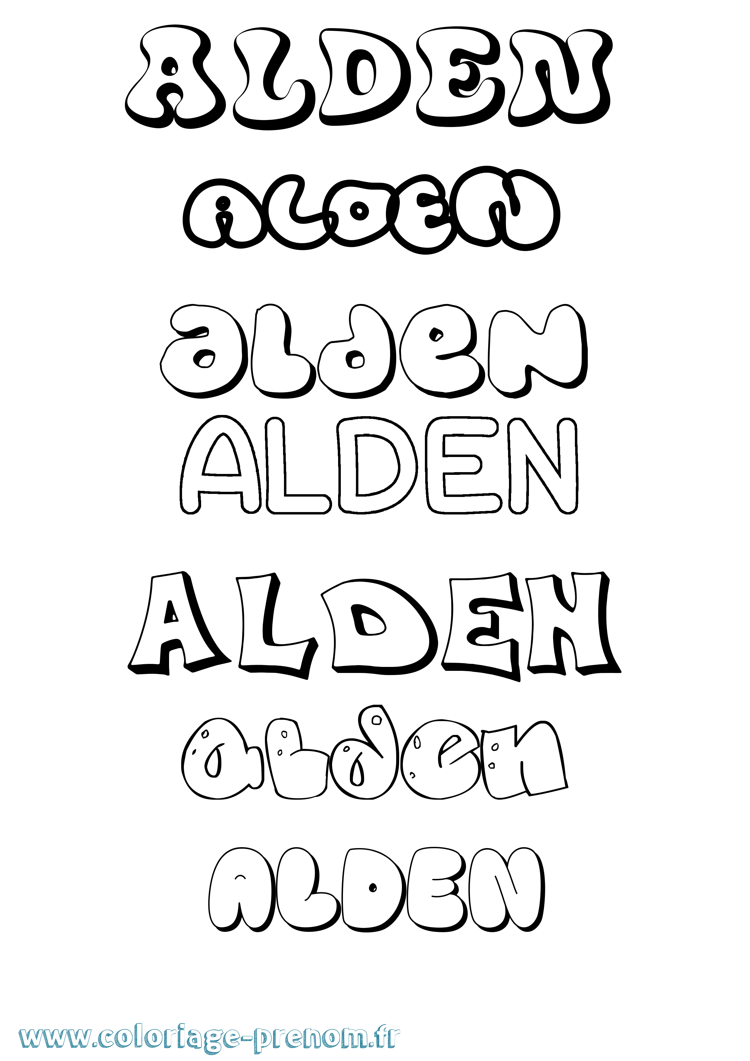 Coloriage prénom Alden Bubble