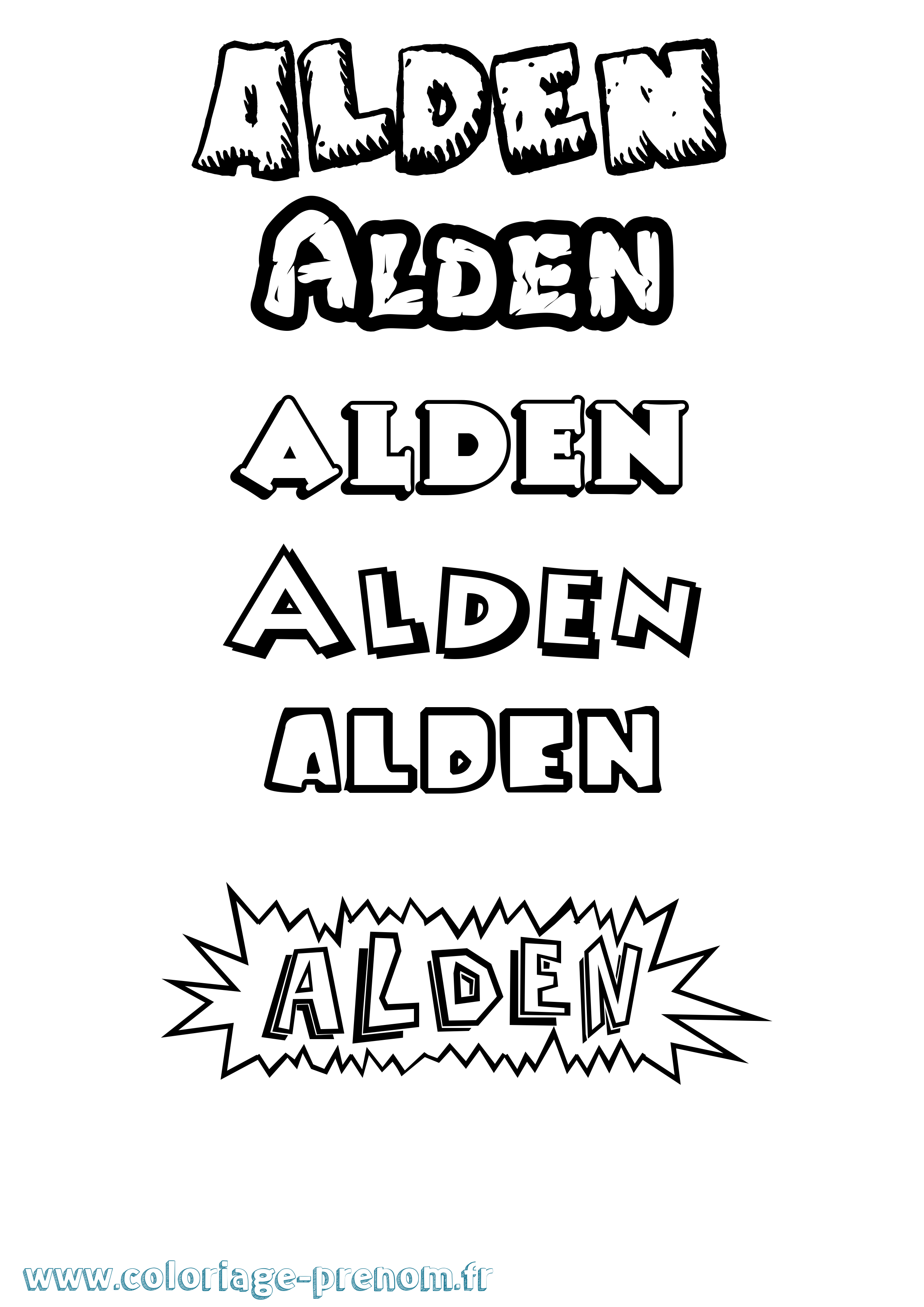 Coloriage prénom Alden Dessin Animé