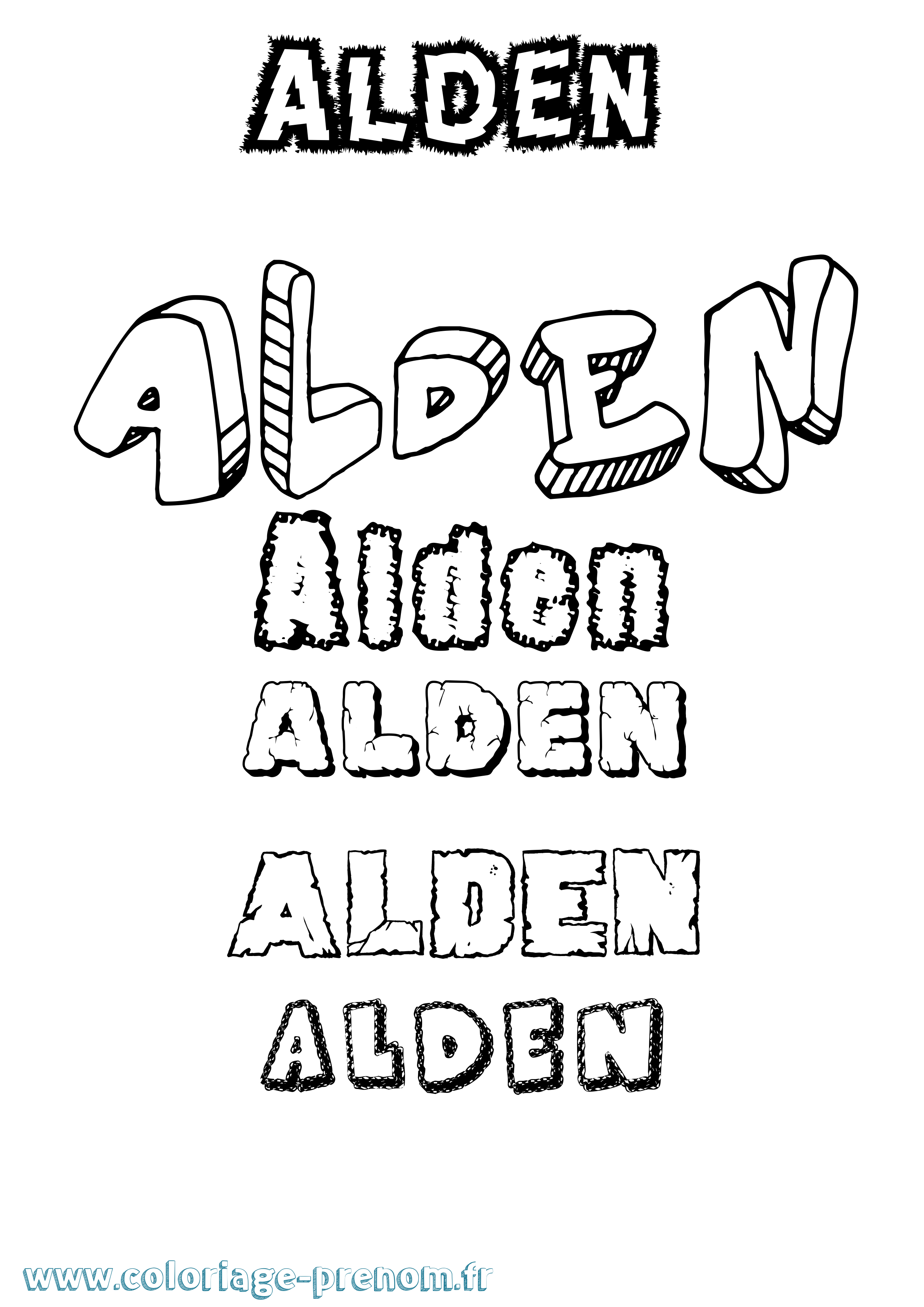 Coloriage prénom Alden Destructuré