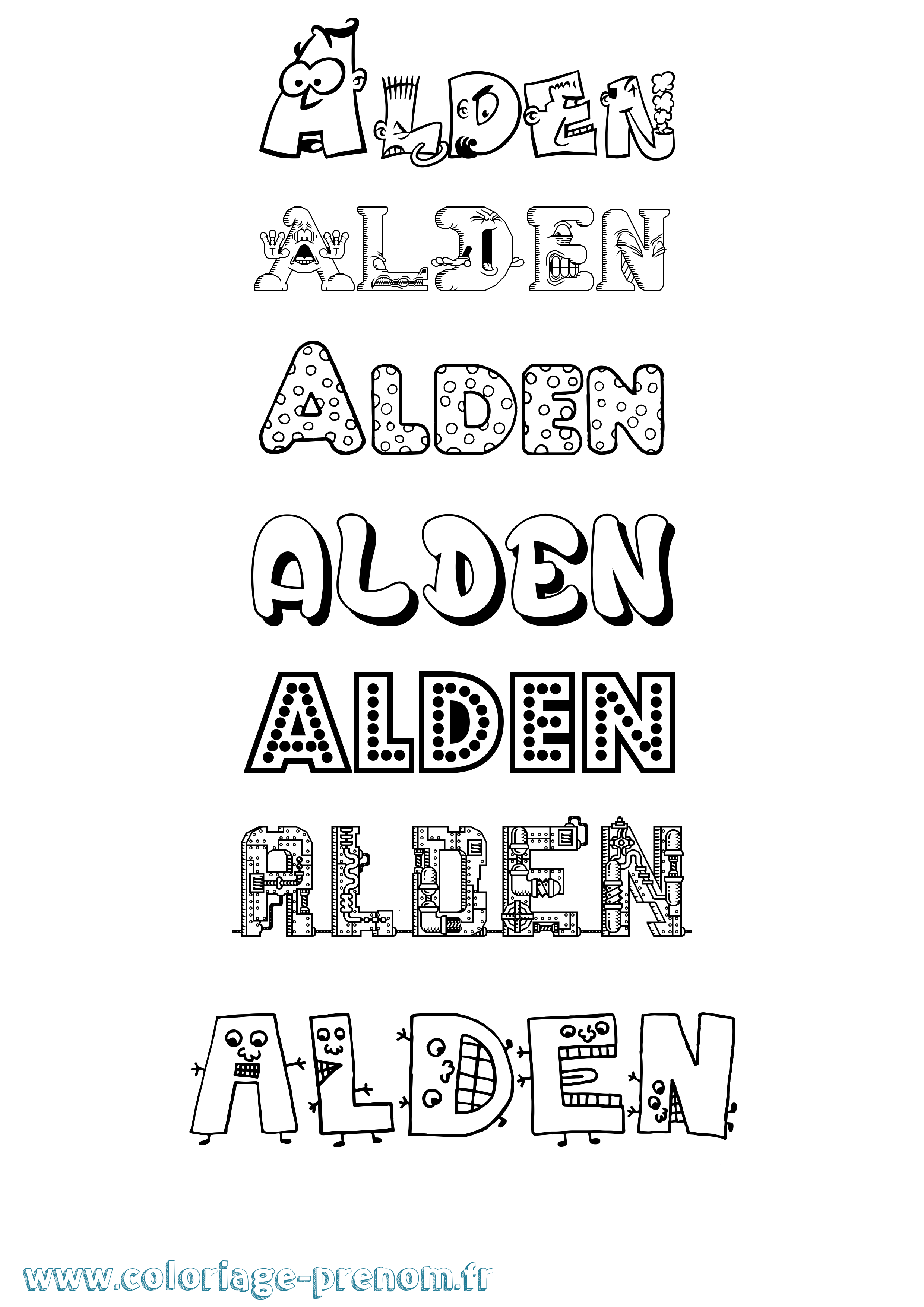 Coloriage prénom Alden Fun