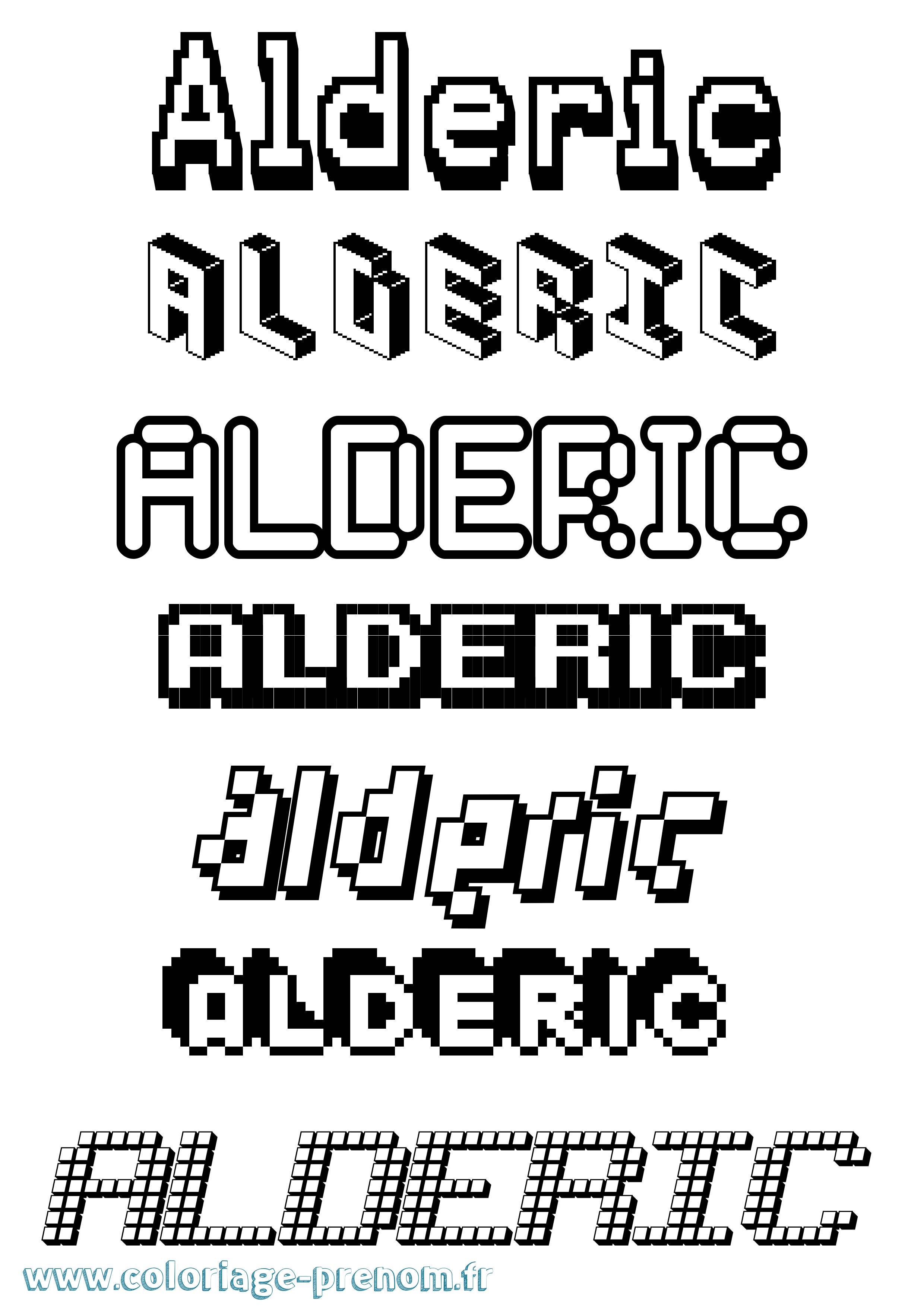 Coloriage prénom Alderic Pixel