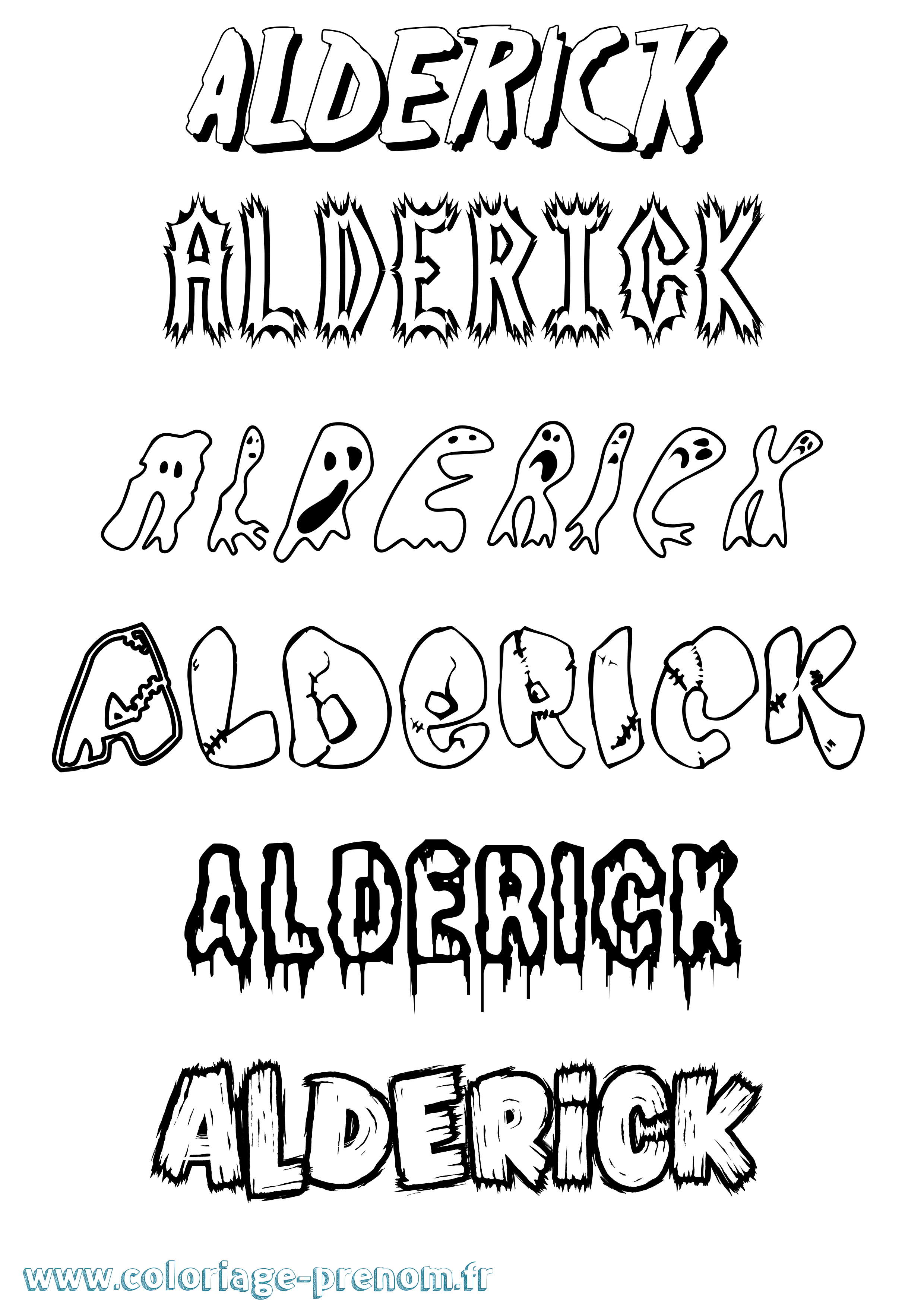 Coloriage prénom Alderick Frisson