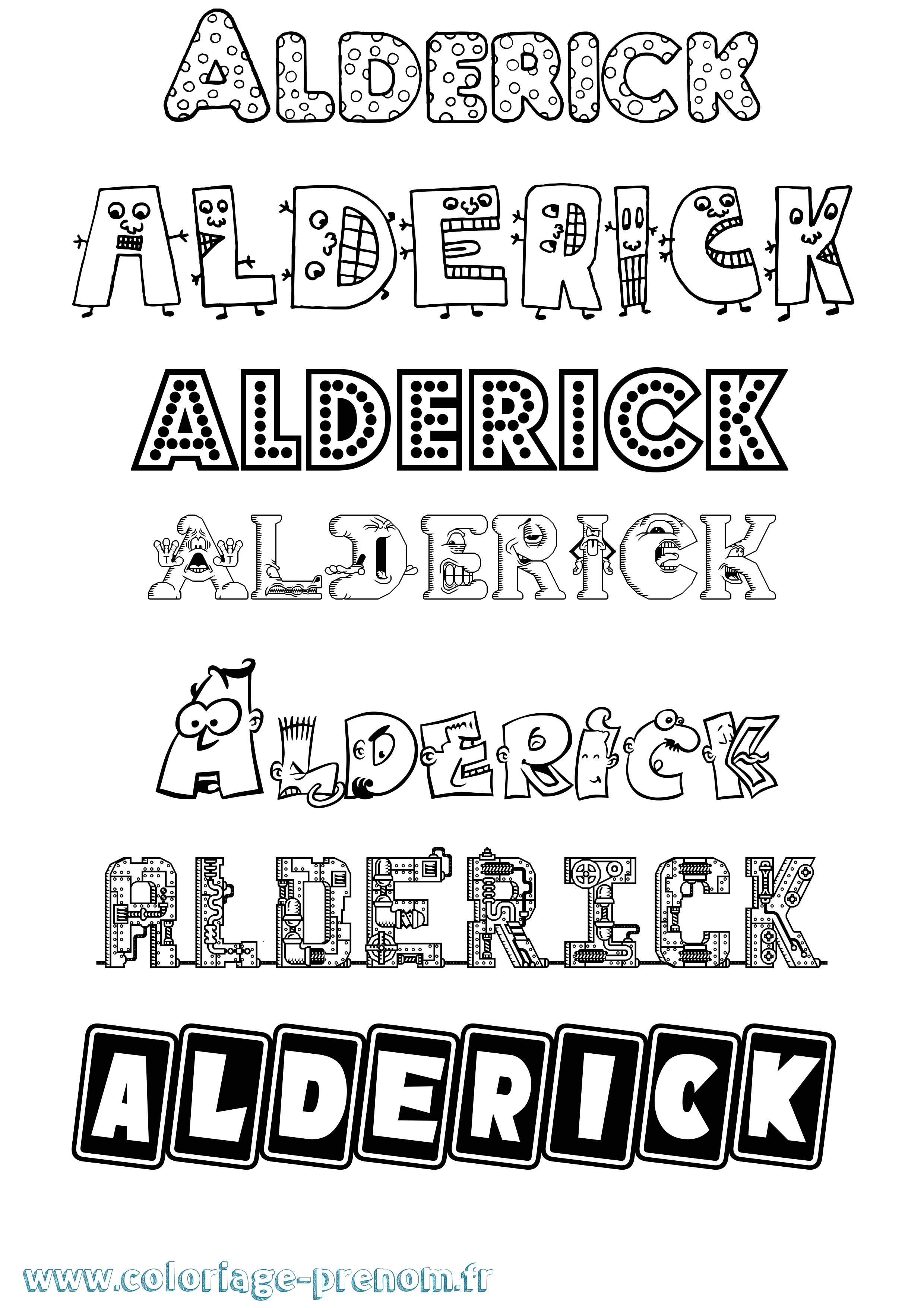 Coloriage prénom Alderick Fun