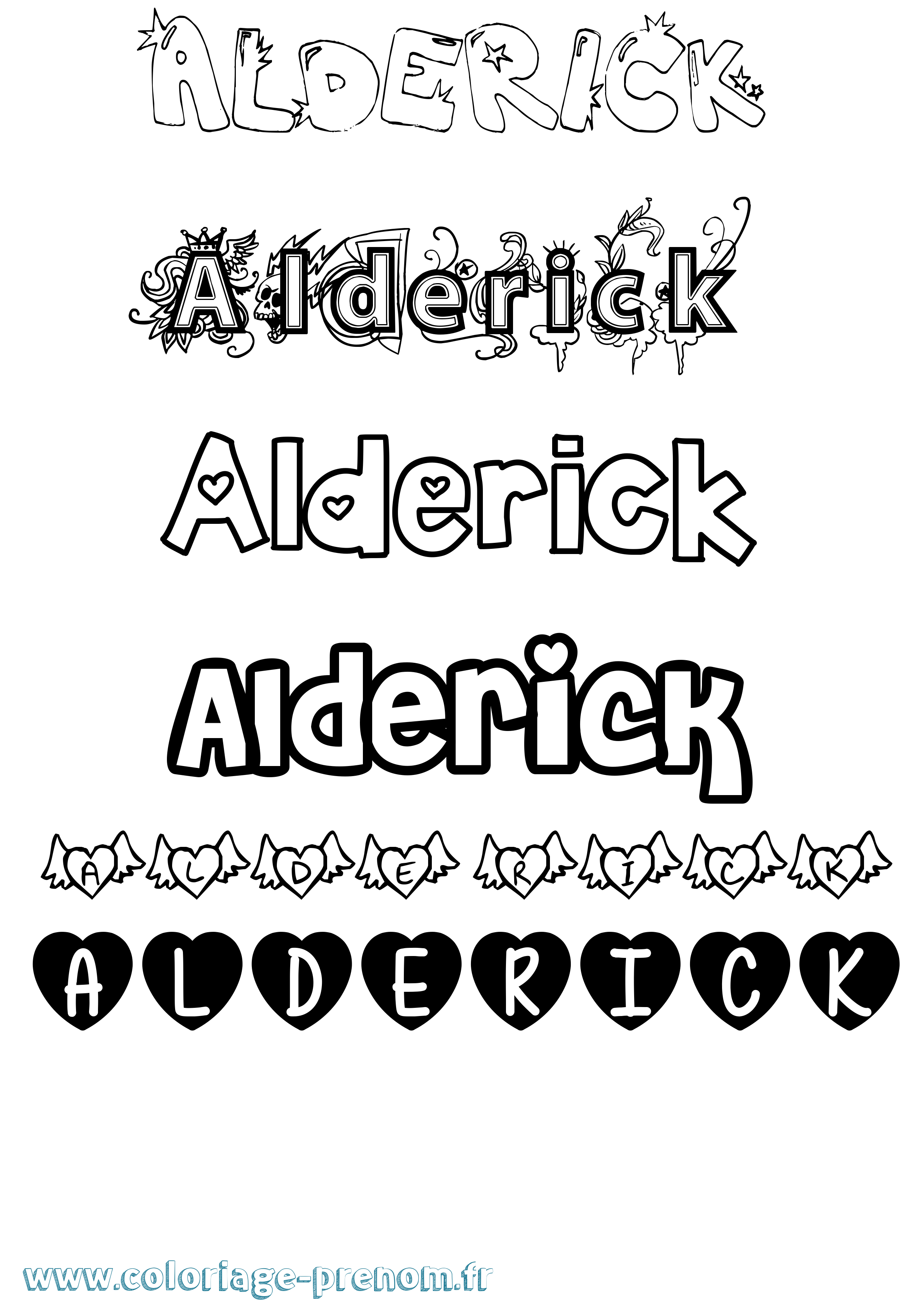 Coloriage prénom Alderick Girly