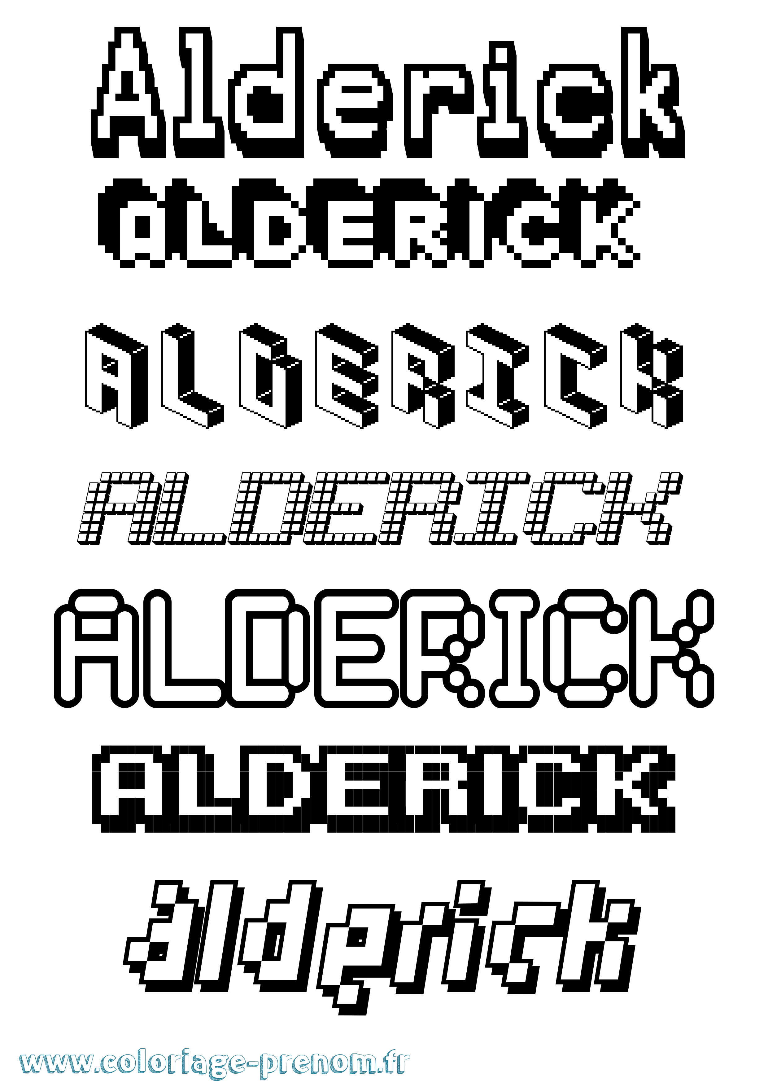 Coloriage prénom Alderick Pixel