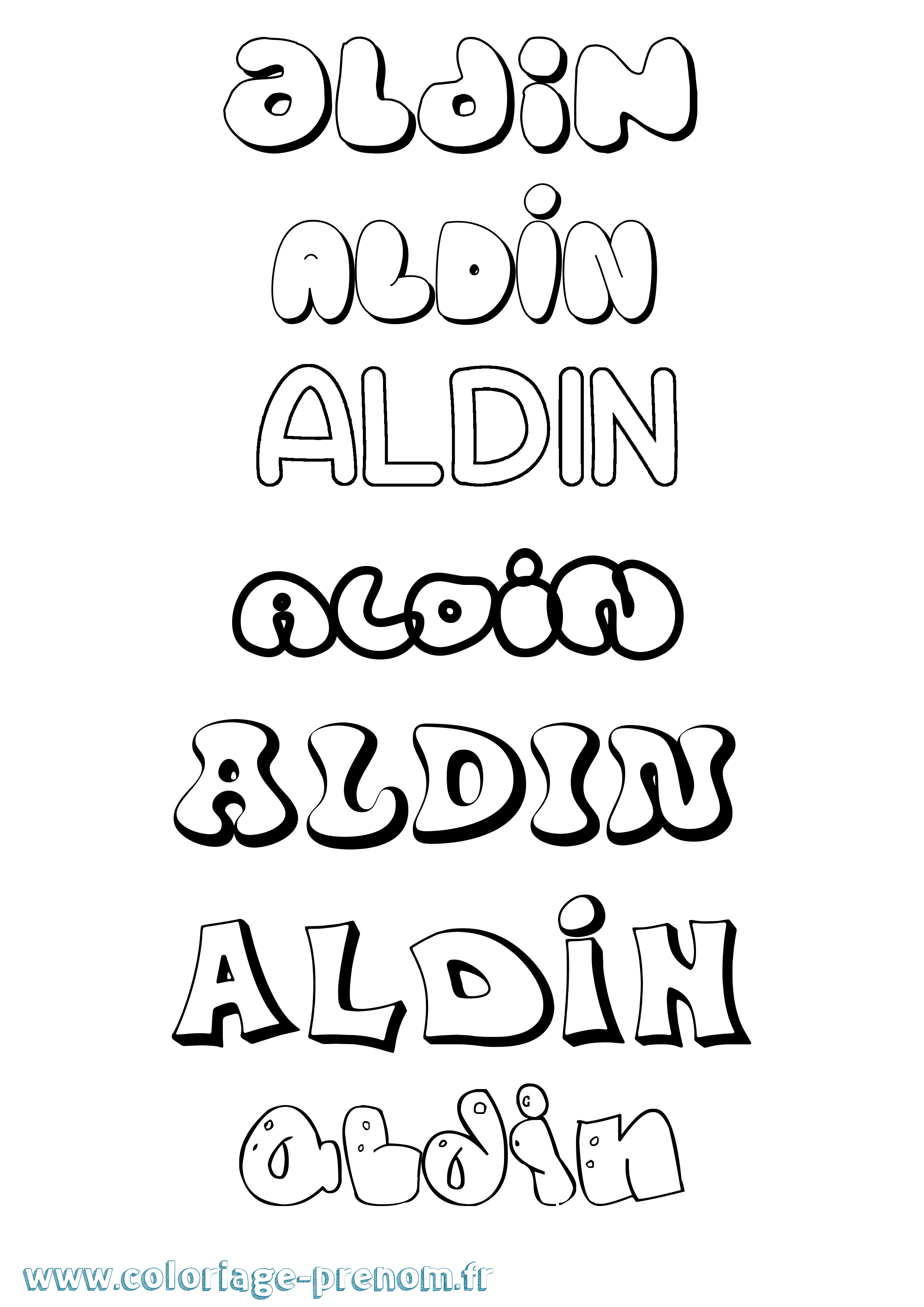 Coloriage prénom Aldin Bubble