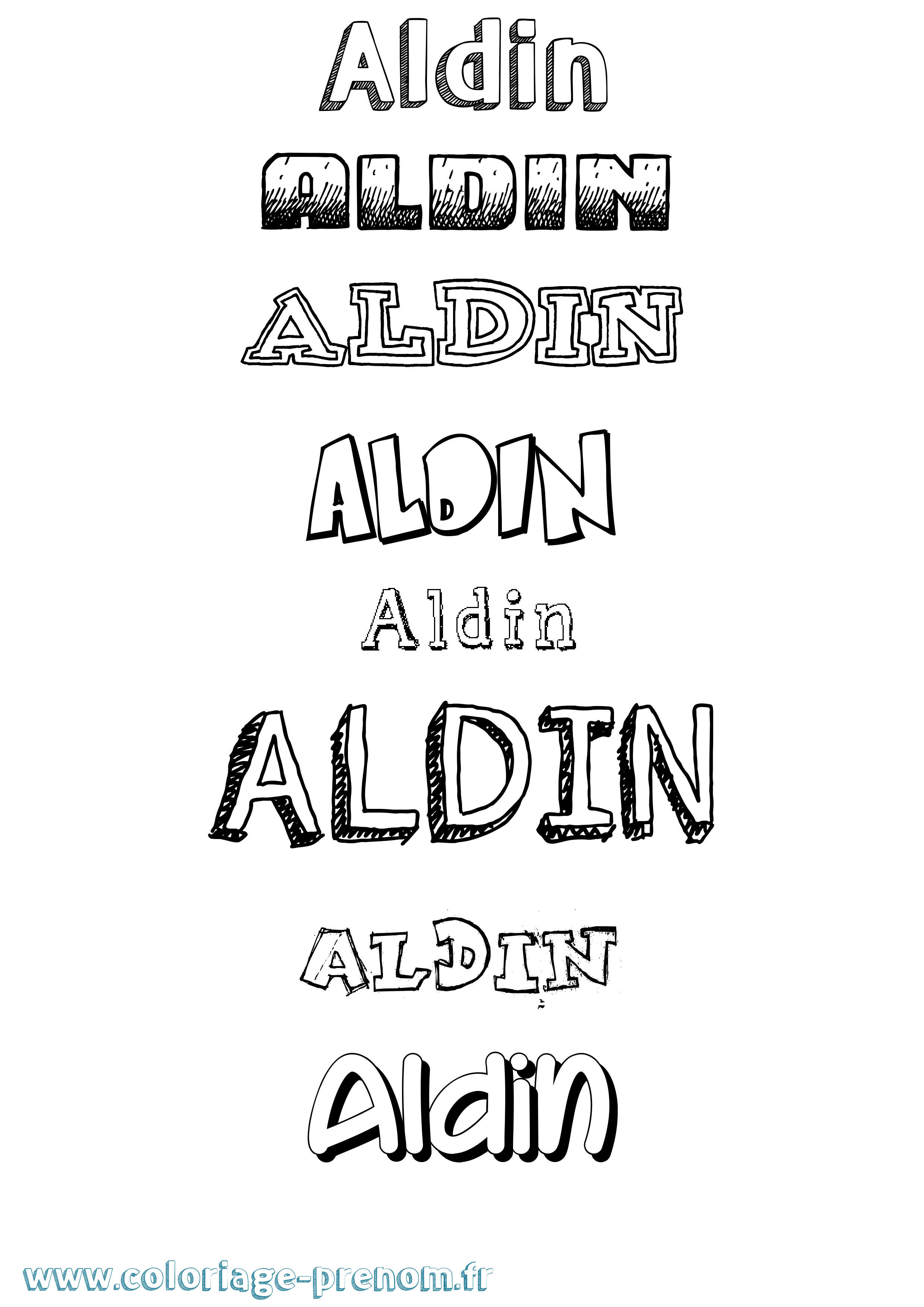 Coloriage prénom Aldin Dessiné