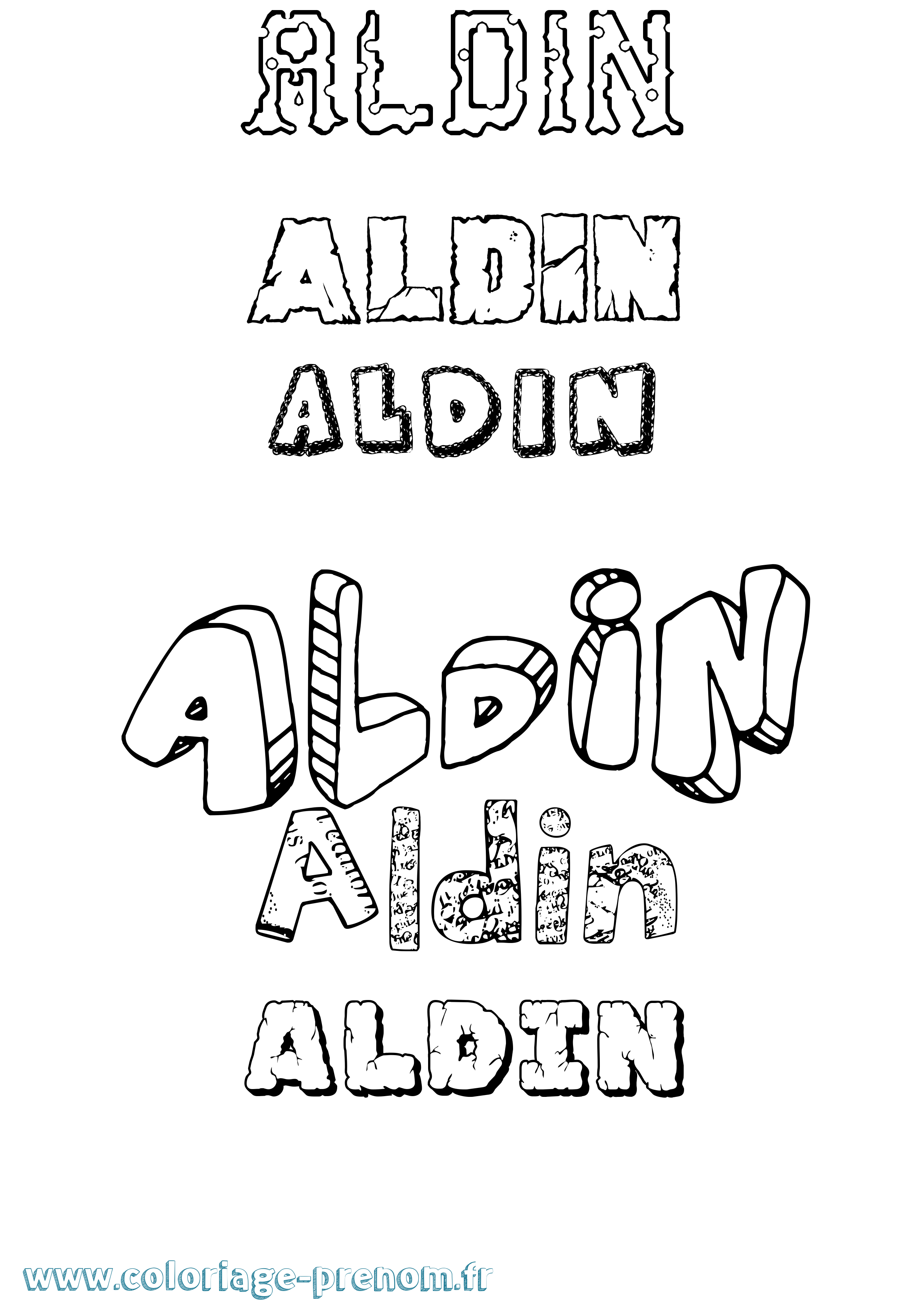 Coloriage prénom Aldin Destructuré