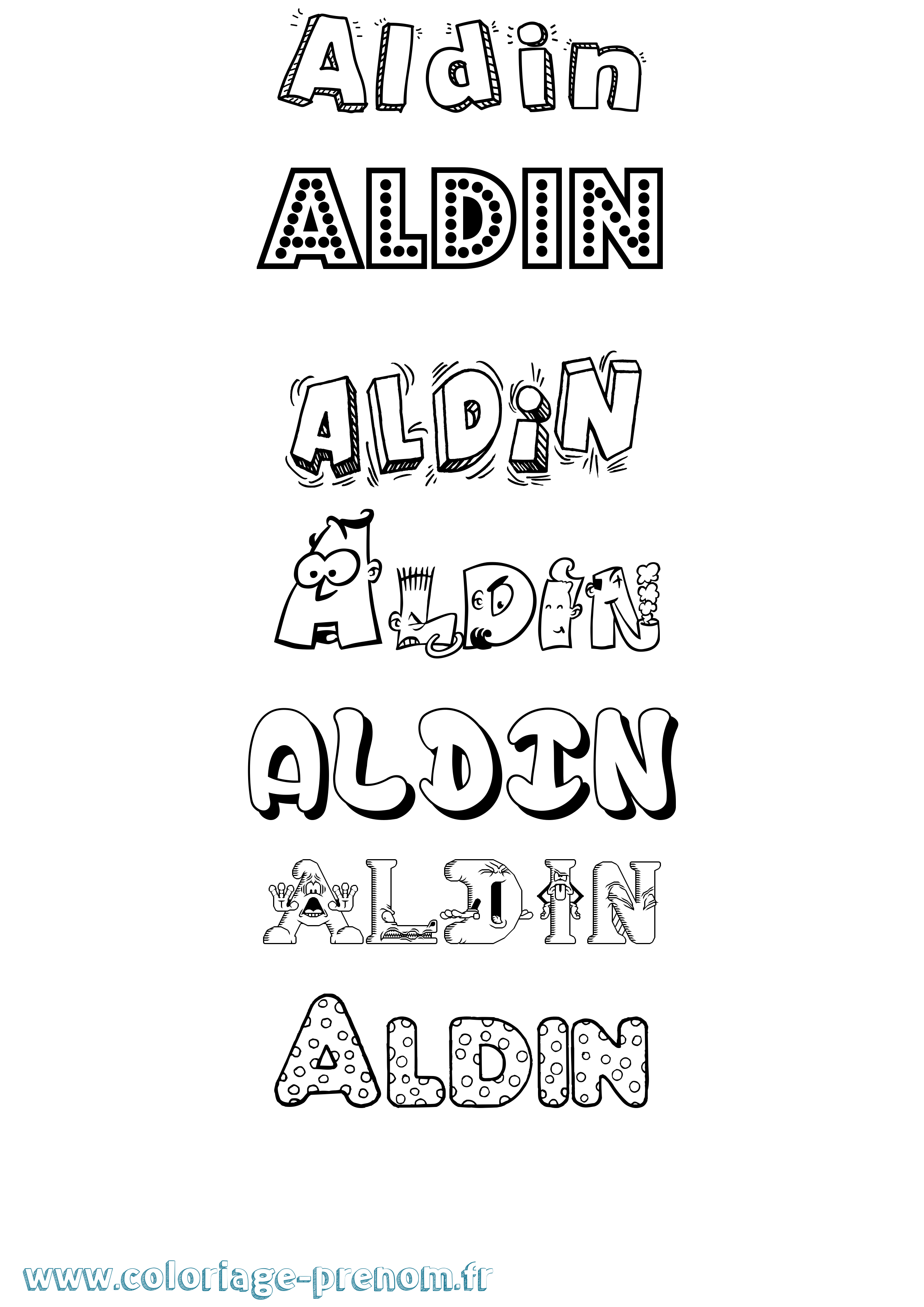 Coloriage prénom Aldin Fun