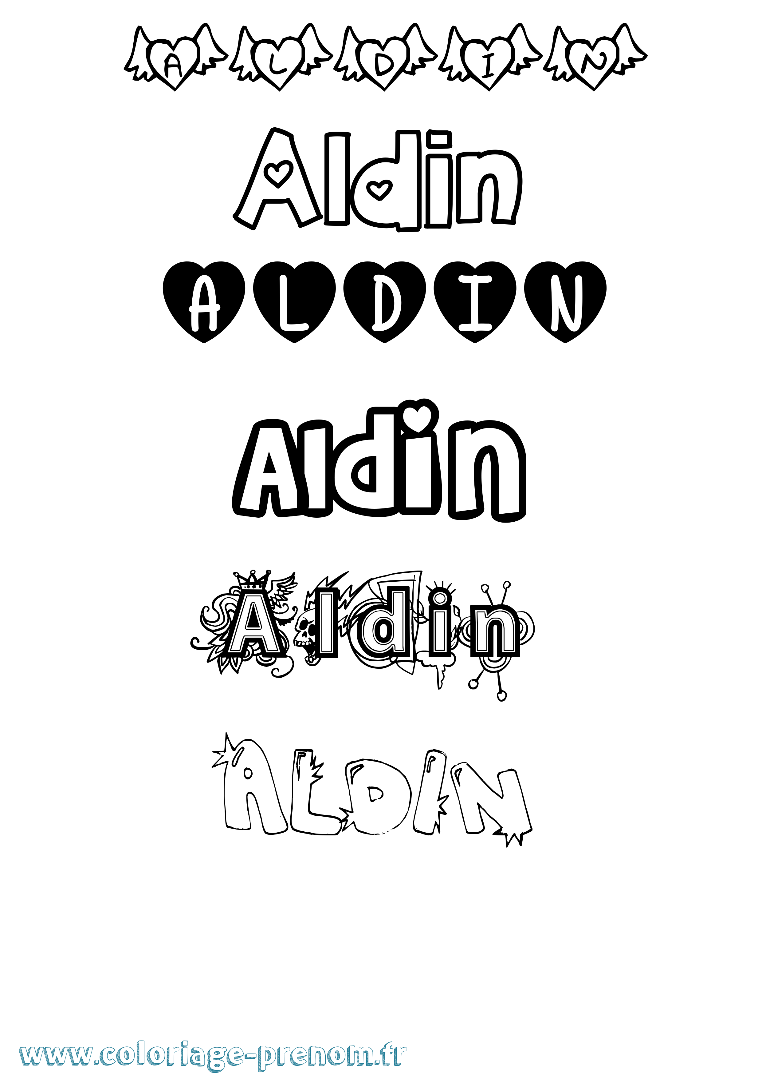 Coloriage prénom Aldin Girly
