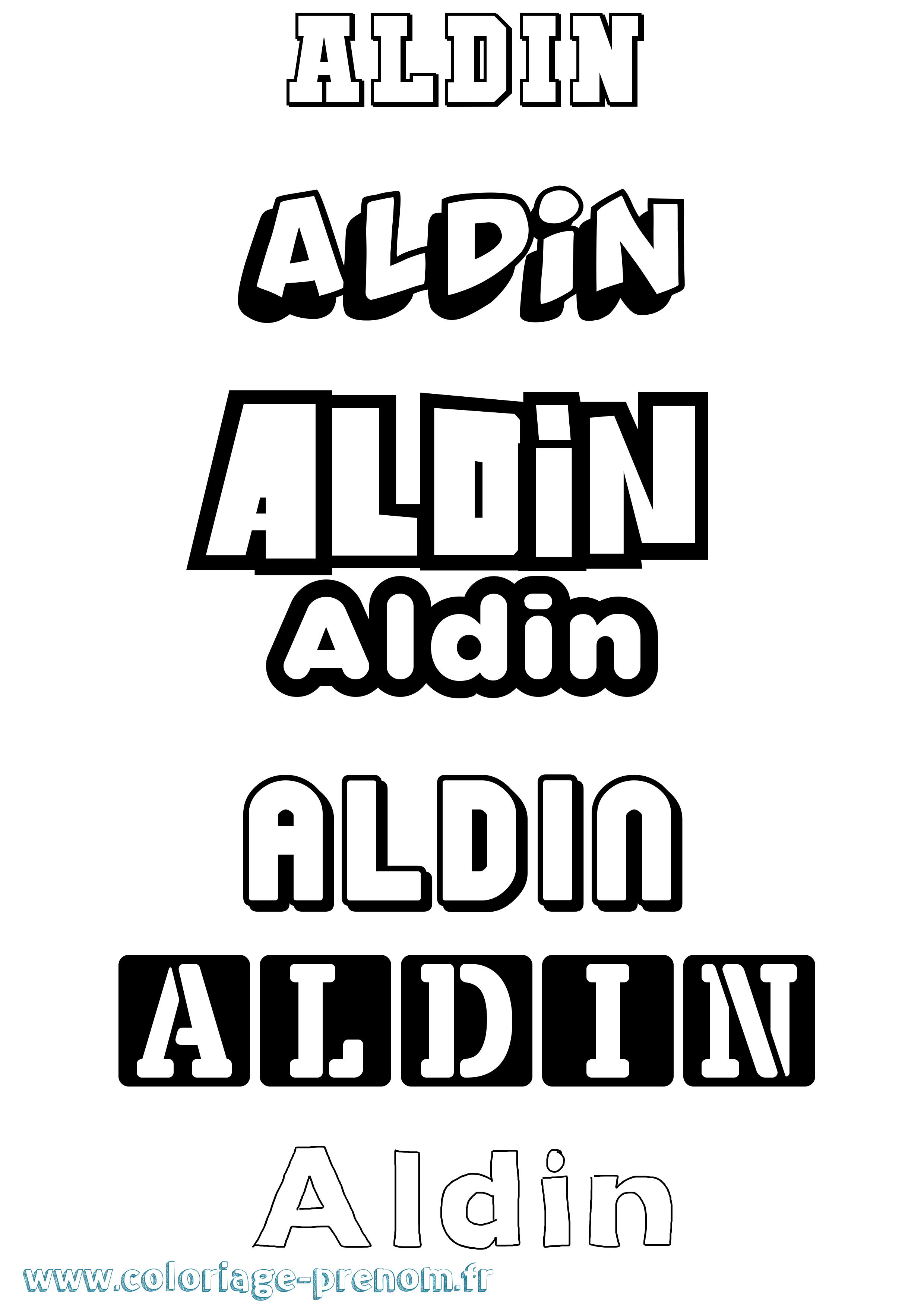 Coloriage prénom Aldin Simple