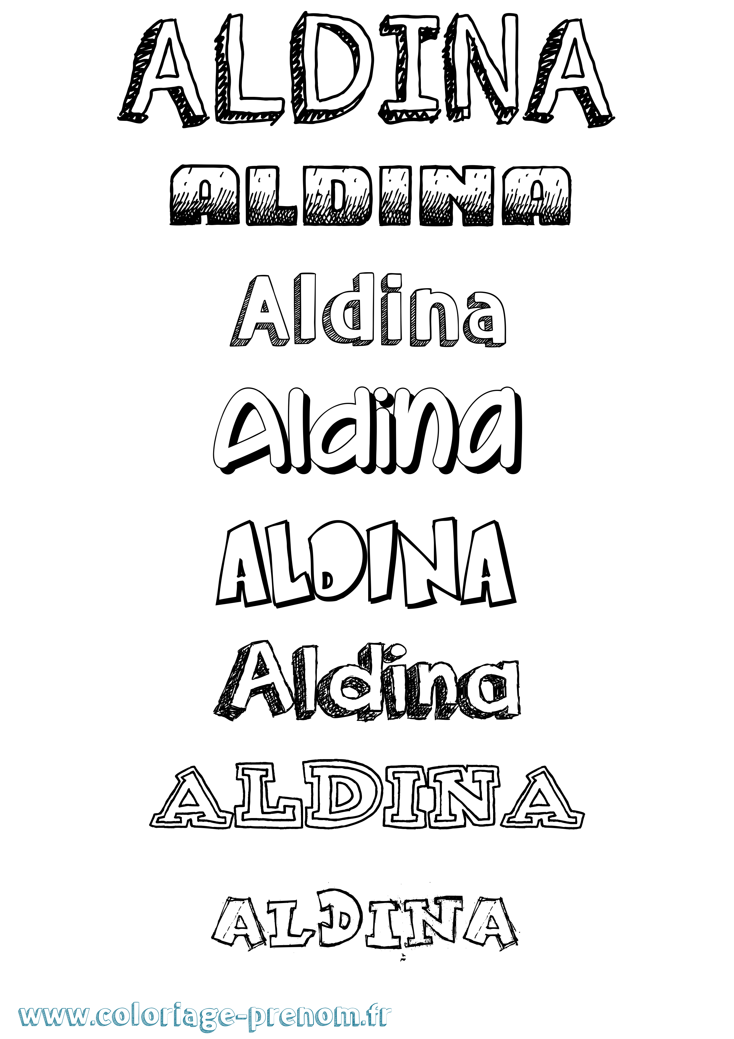 Coloriage prénom Aldina Dessiné