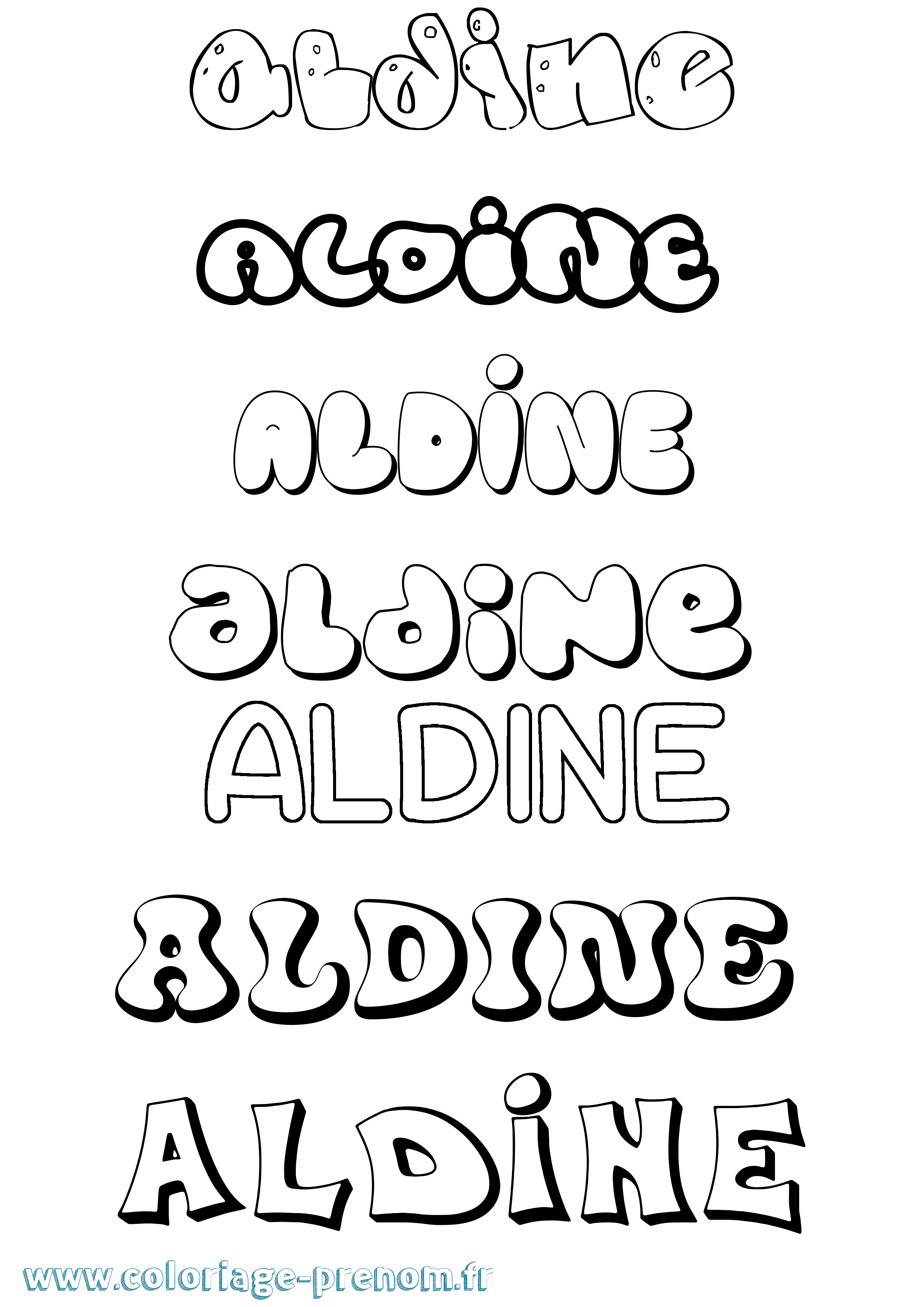 Coloriage Aldine Bubble Coloriage prénom Aldine Bubble