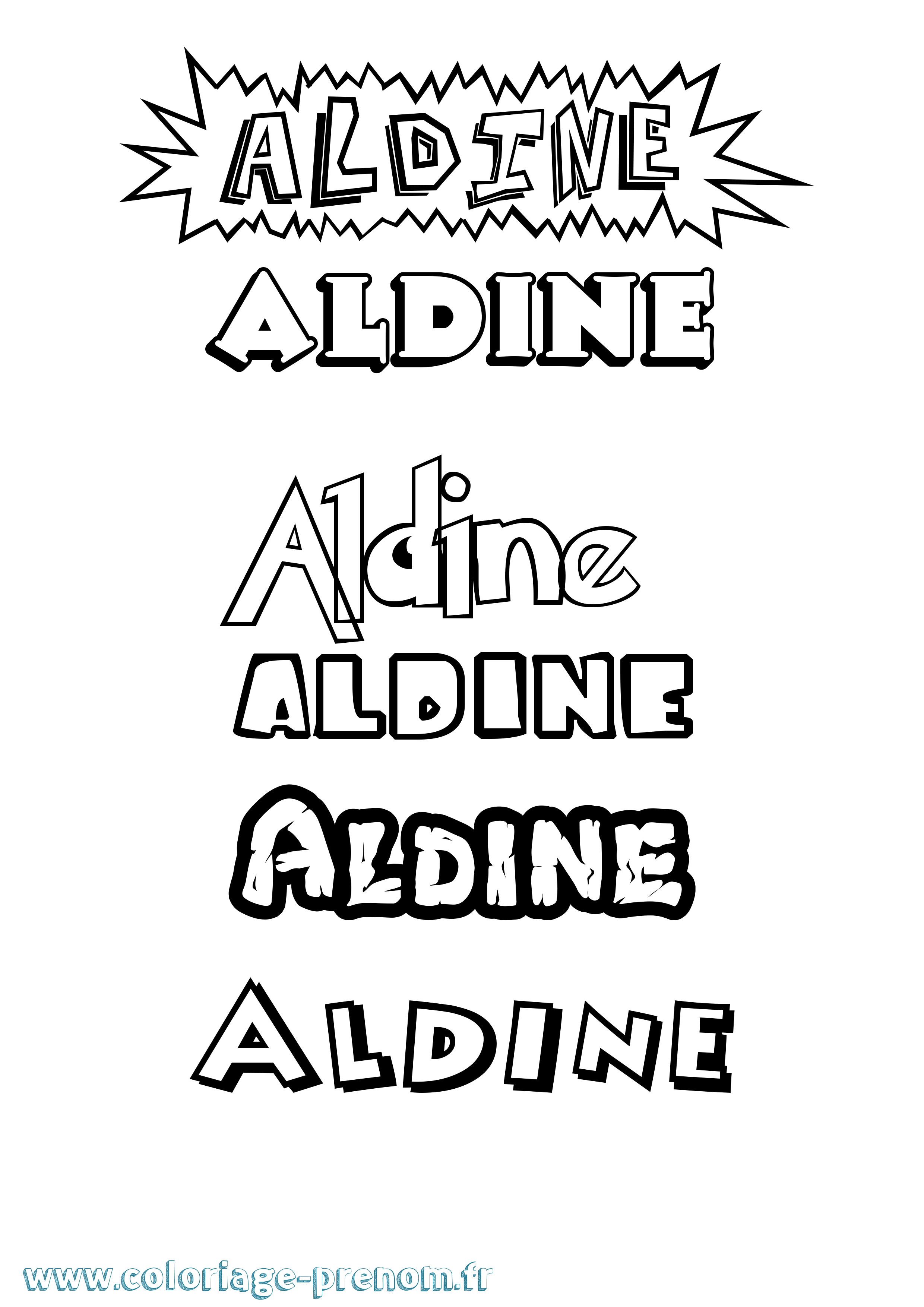Coloriage Aldine Dessin Animé Coloriage prénom Aldine Dessin Animé