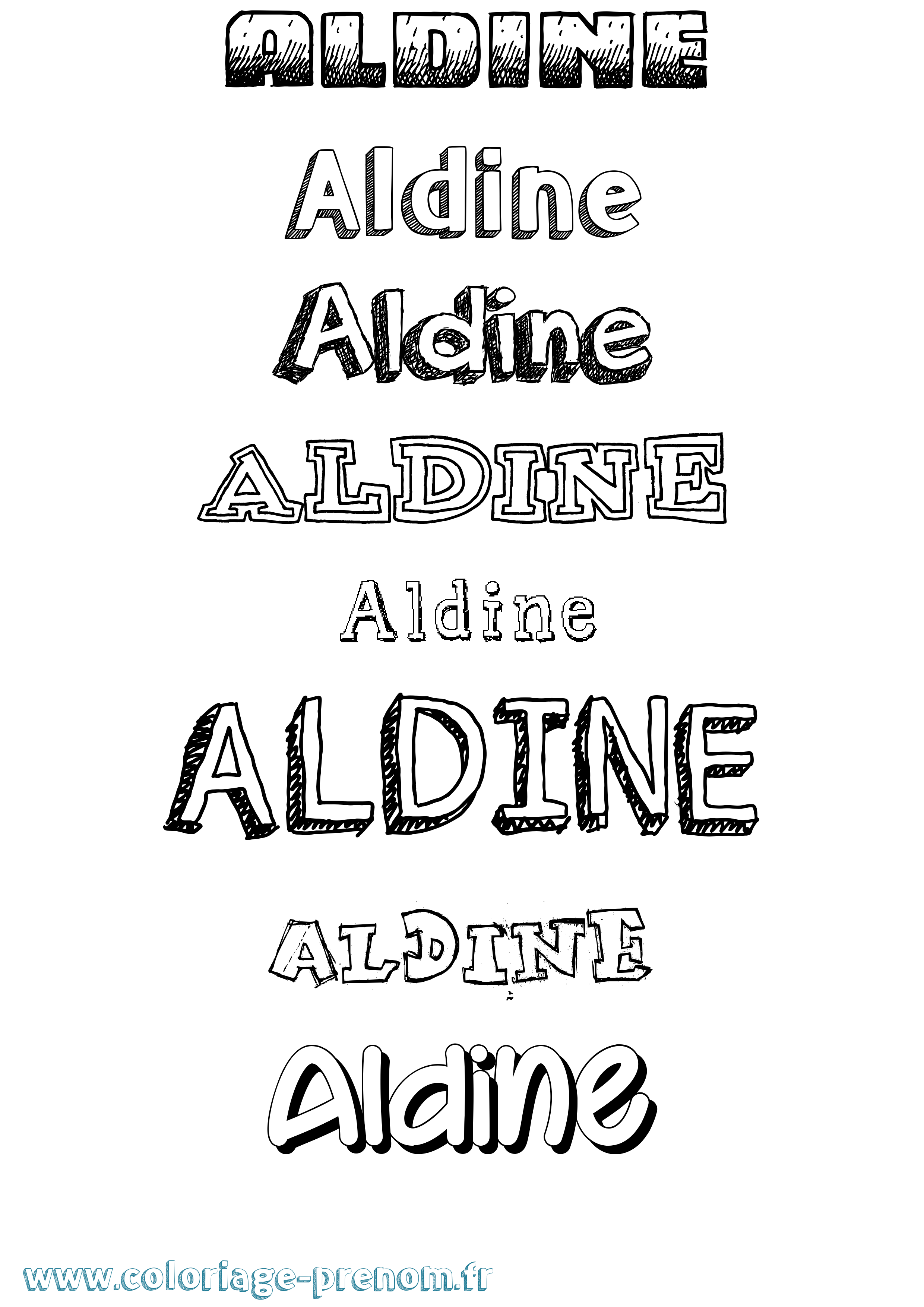 Coloriage Aldine Dessiné Coloriage prénom Aldine Dessiné