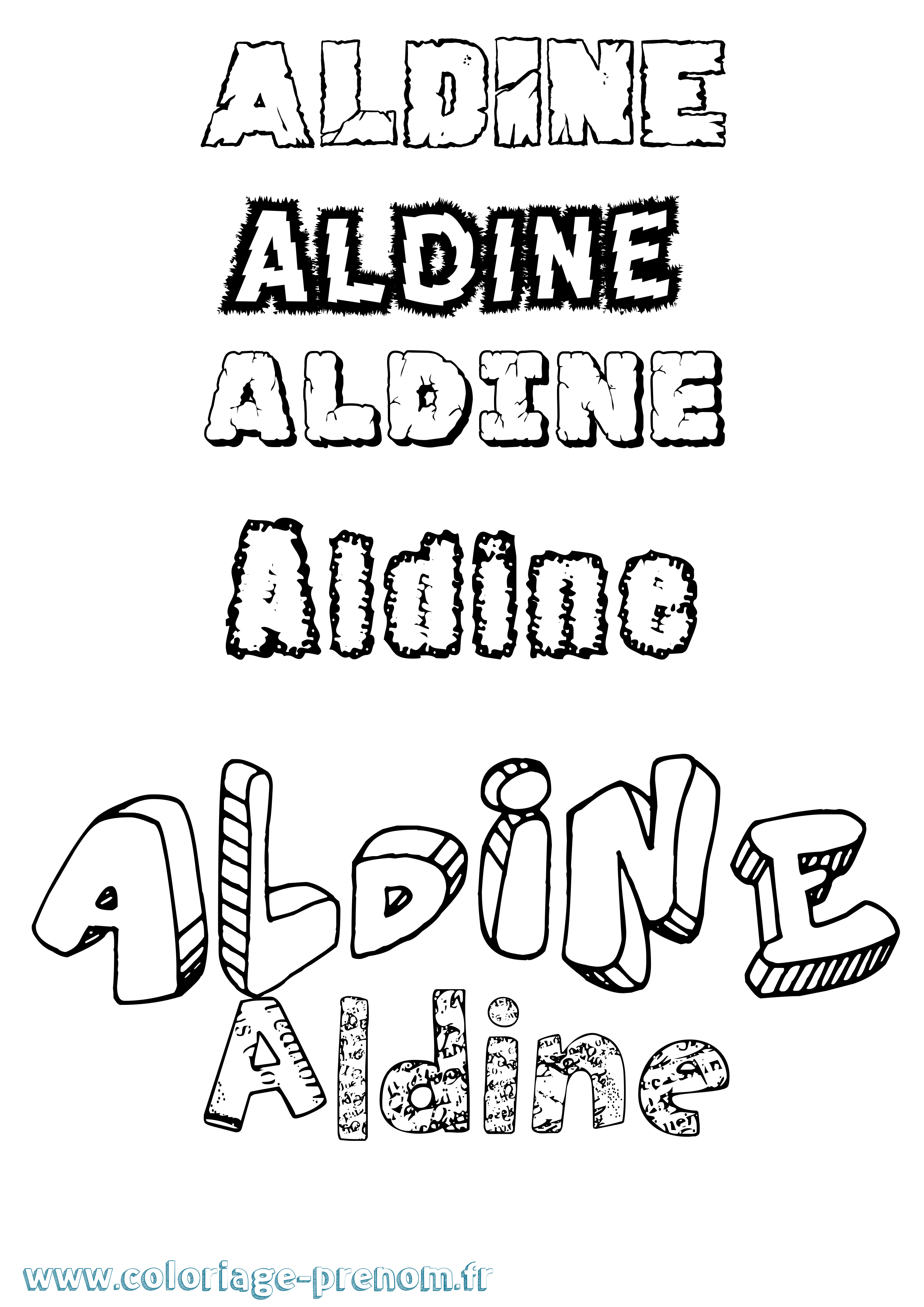 Coloriage Aldine Destructuré Coloriage prénom Aldine Destructuré