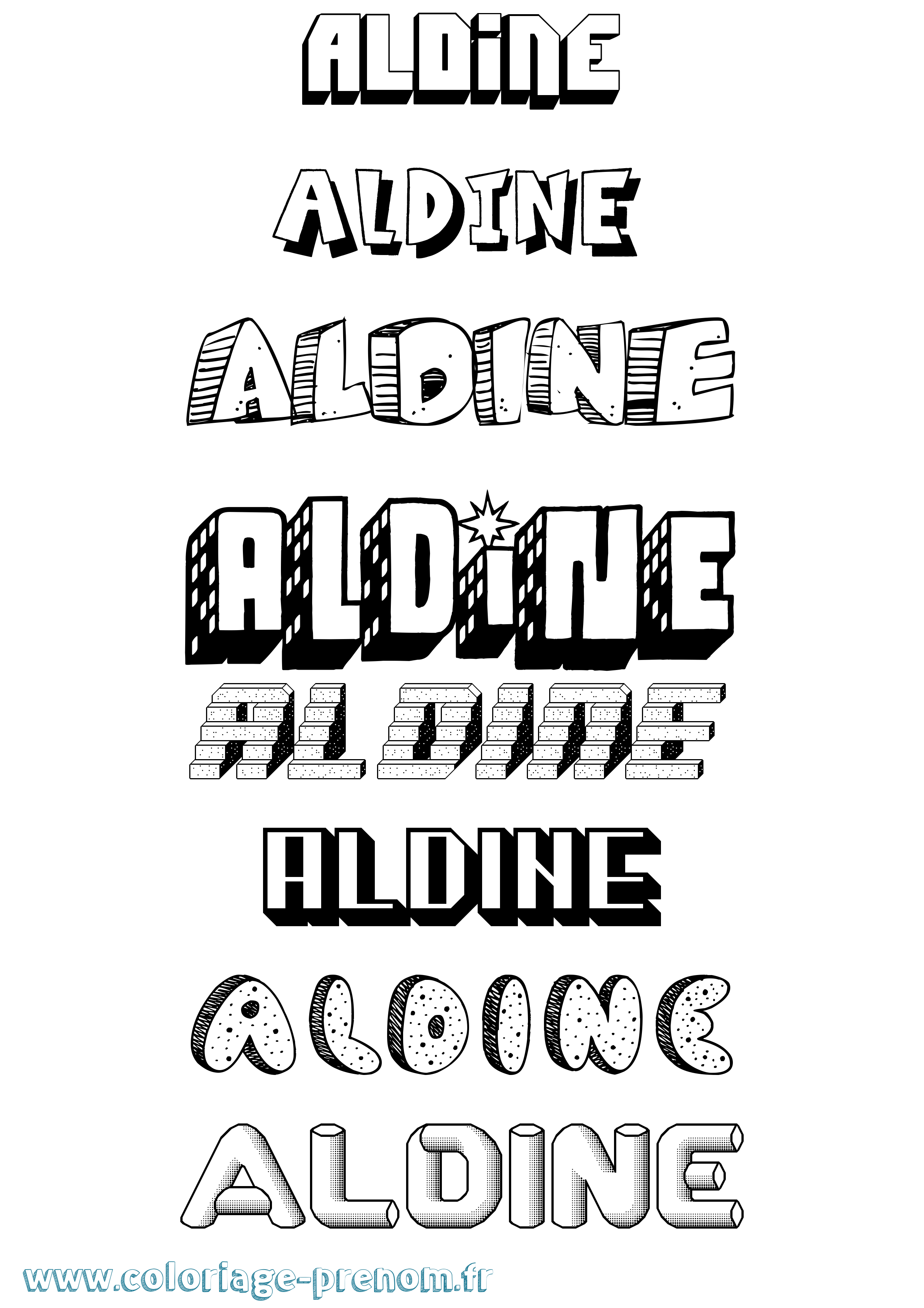 Coloriage Aldine Effet 3D Coloriage prénom Aldine Effet 3D