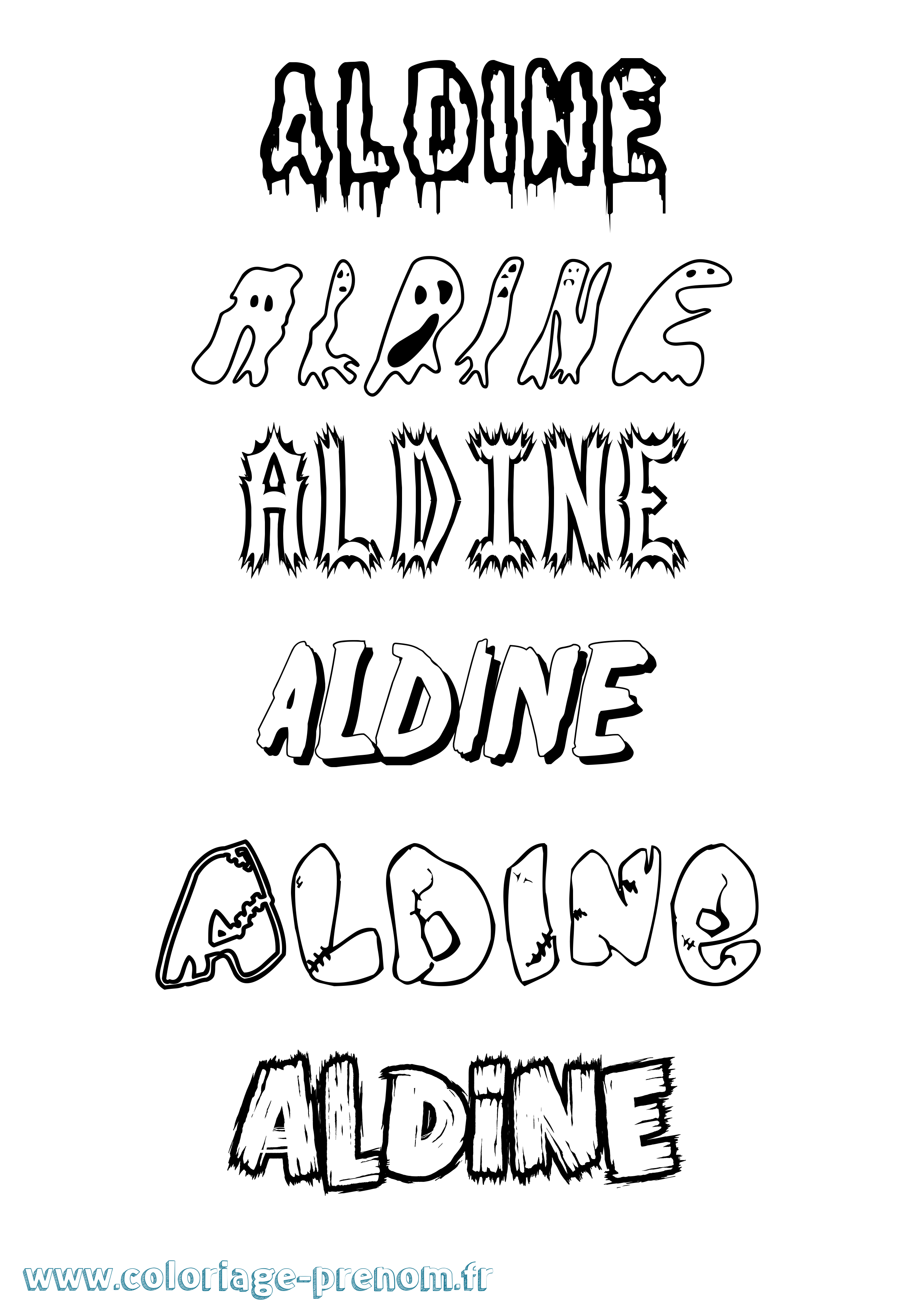 Coloriage Aldine Frisson Coloriage prénom Aldine Frisson