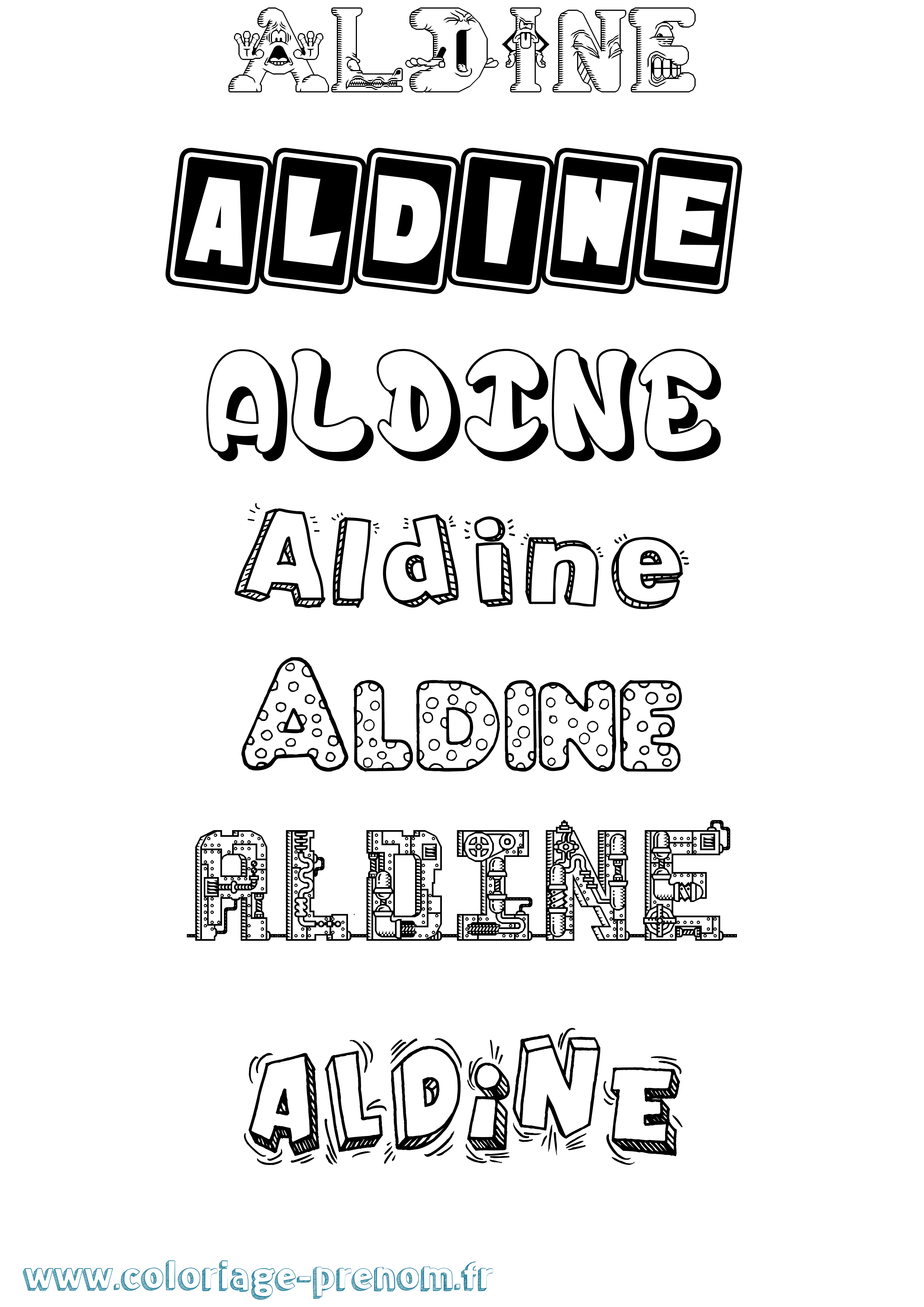Coloriage Aldine Fun Coloriage prénom Aldine Fun