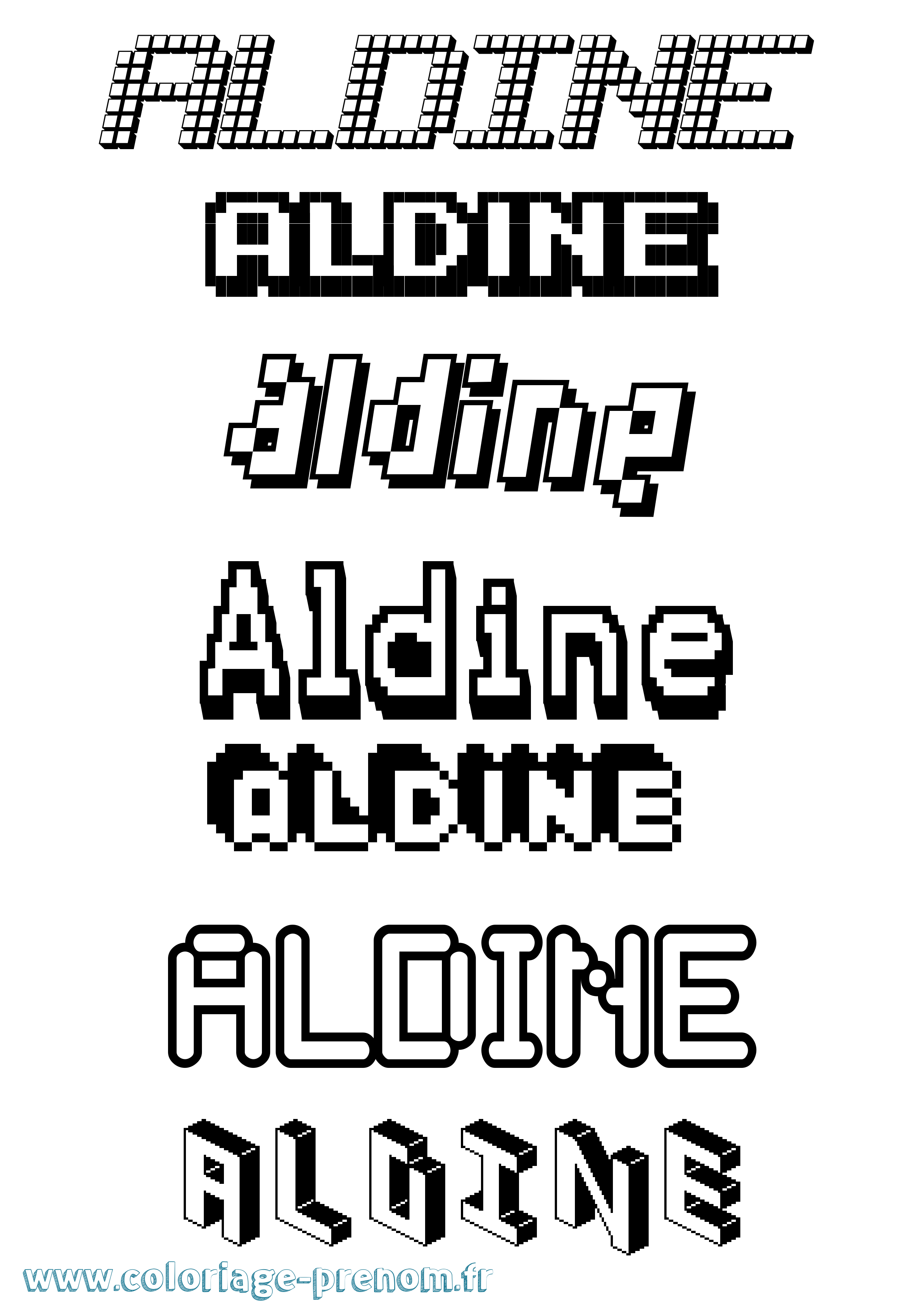 Coloriage Aldine Pixel Coloriage prénom Aldine Pixel