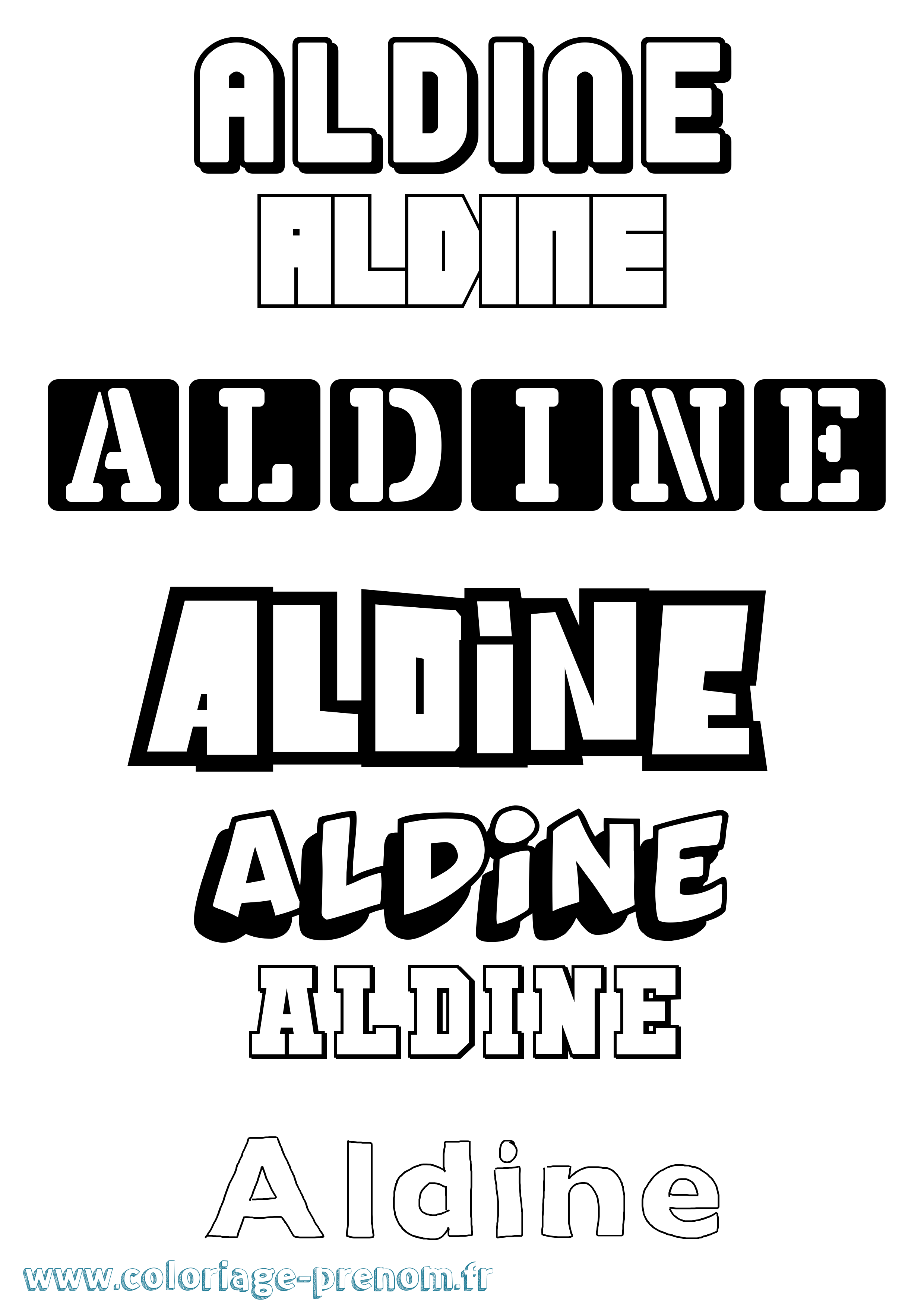 Coloriage Aldine Simple Coloriage prénom Aldine Simple